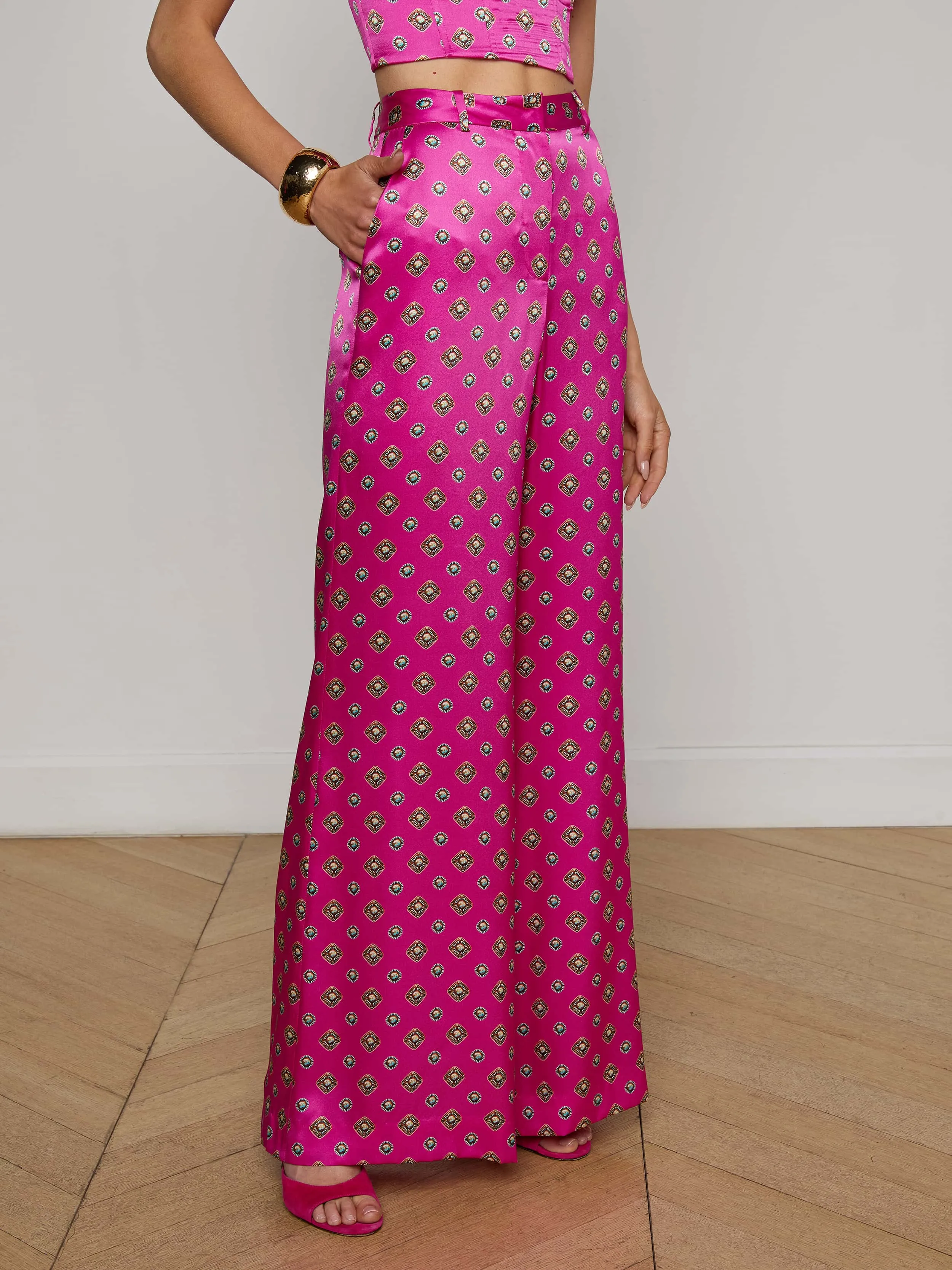 Pilar Silk Wide-Leg Pant sold by L'AGENCE product image thumbnail 2