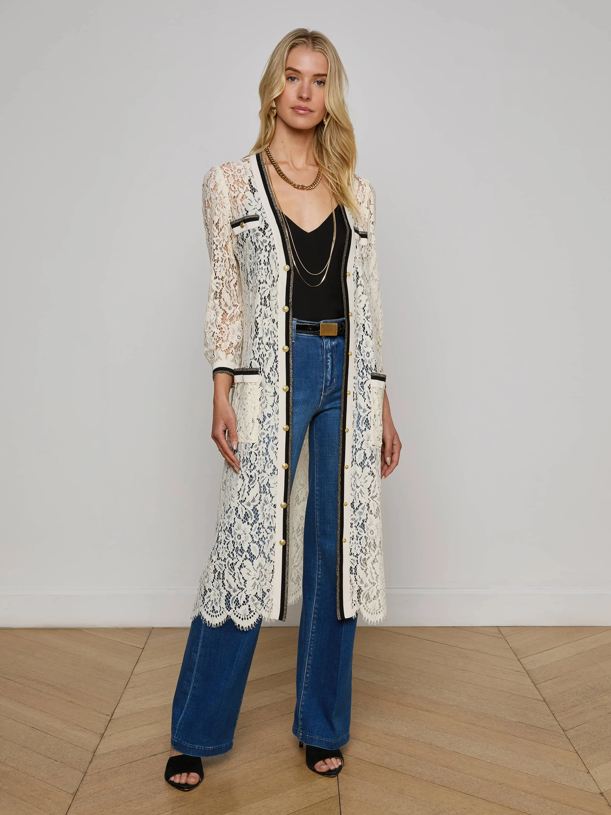 Whisper Lace Cardigan Dress sold by L'AGENCE