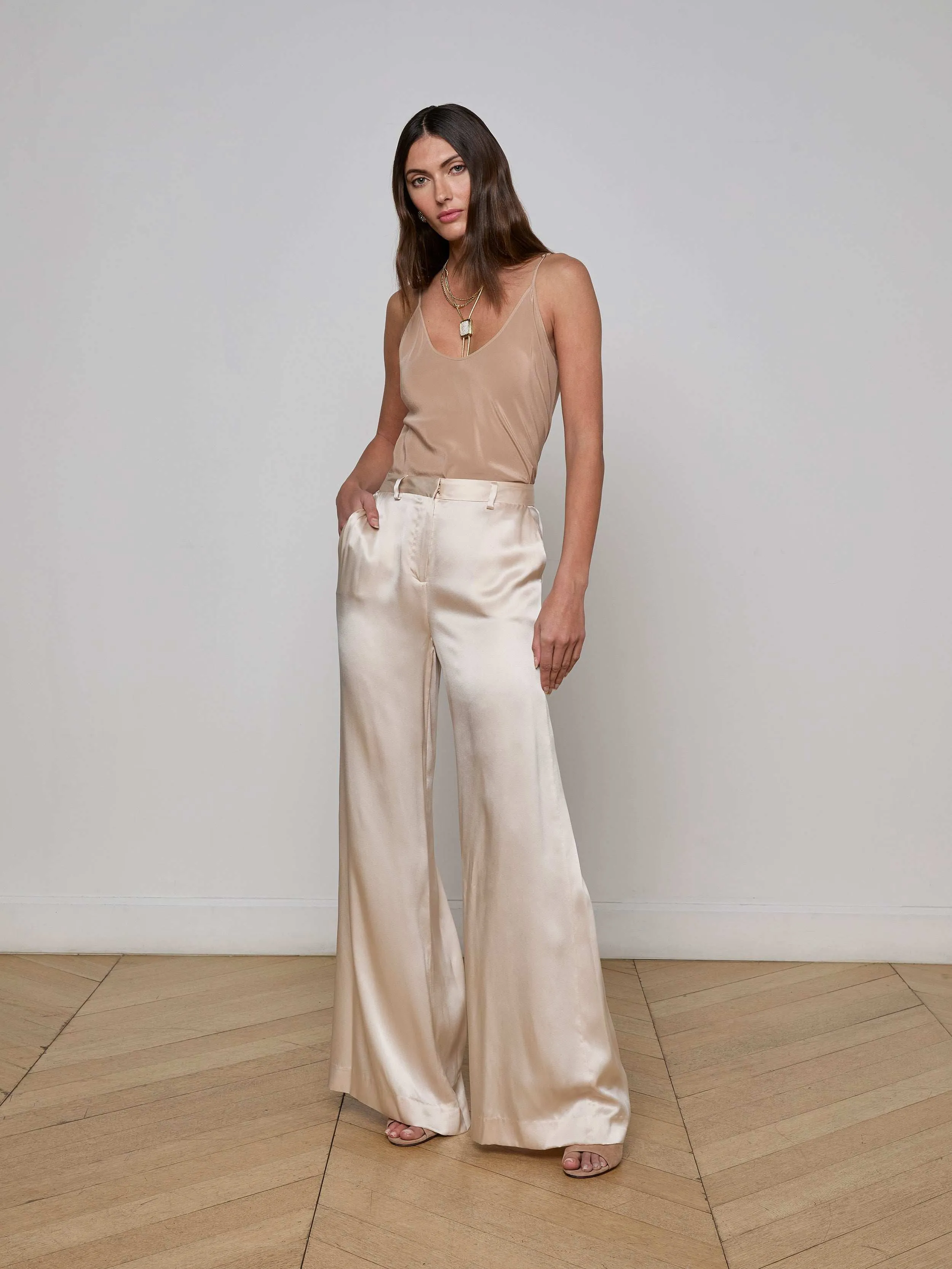 Gavin Silk Wide-Leg Pant sold by L'AGENCE