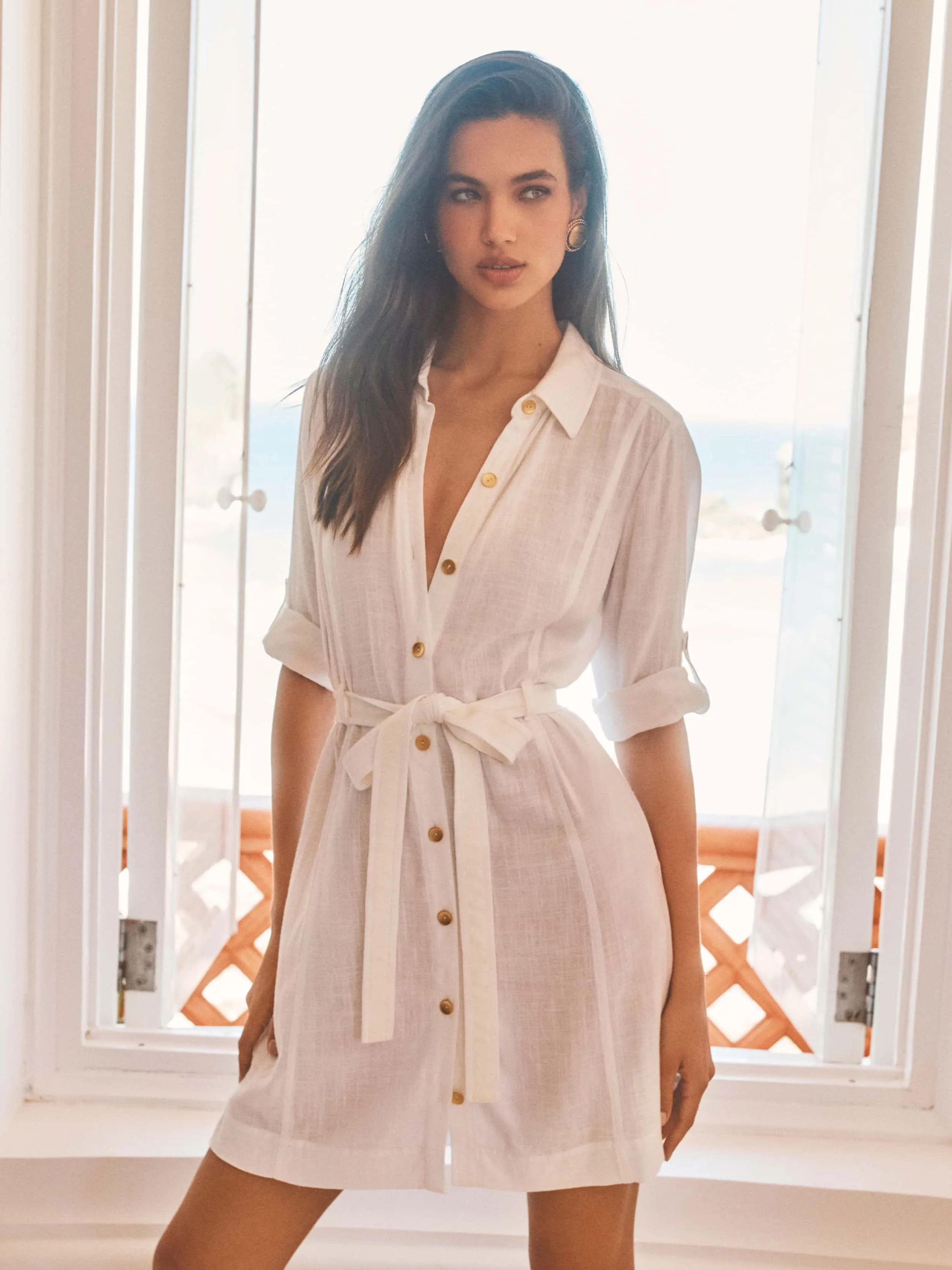 Kippa Linen-Blend Shirt Dress sold by L'AGENCE product image thumbnail 2