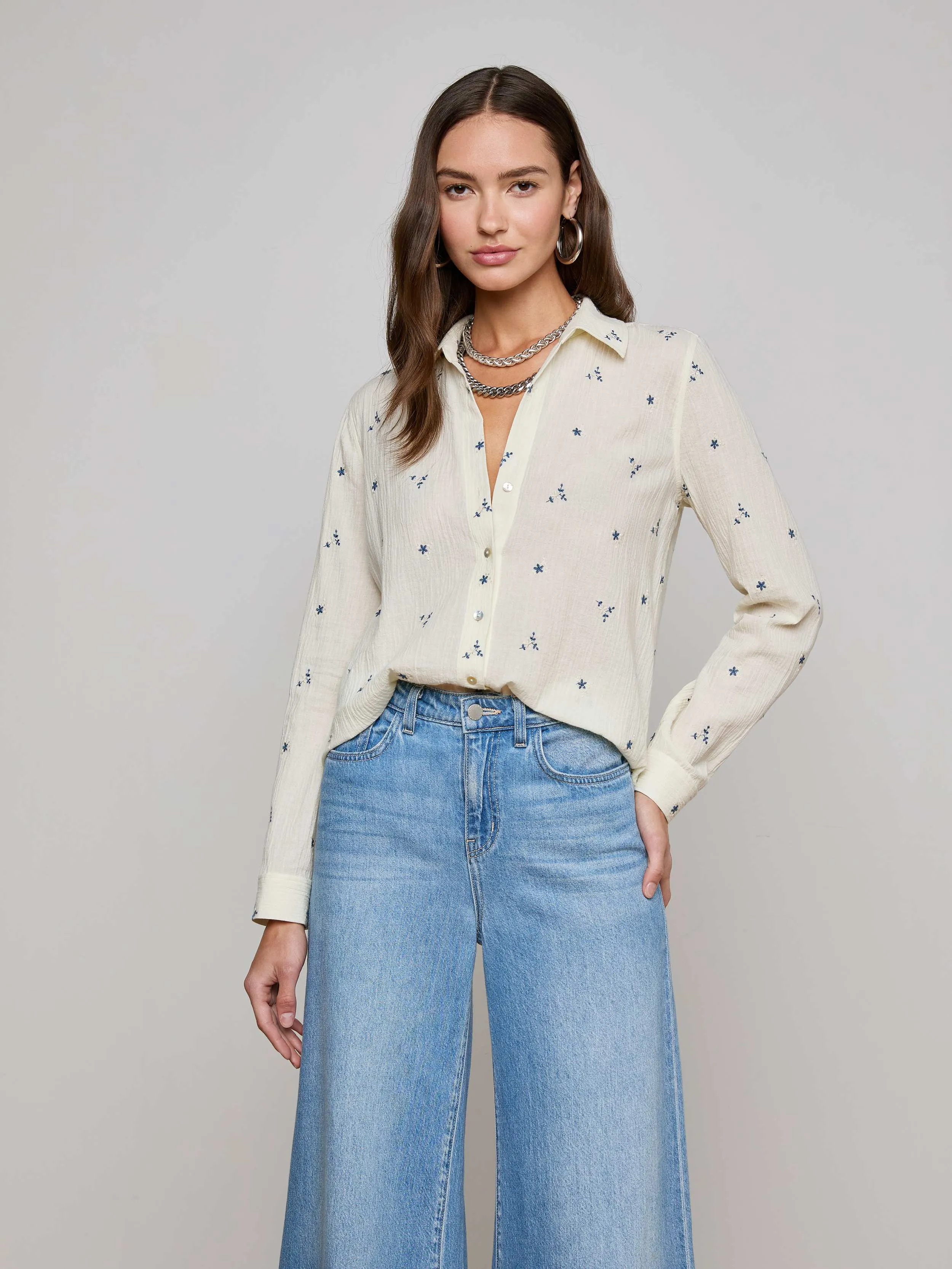 Laurent Embroidered Blouse sold by L'AGENCE