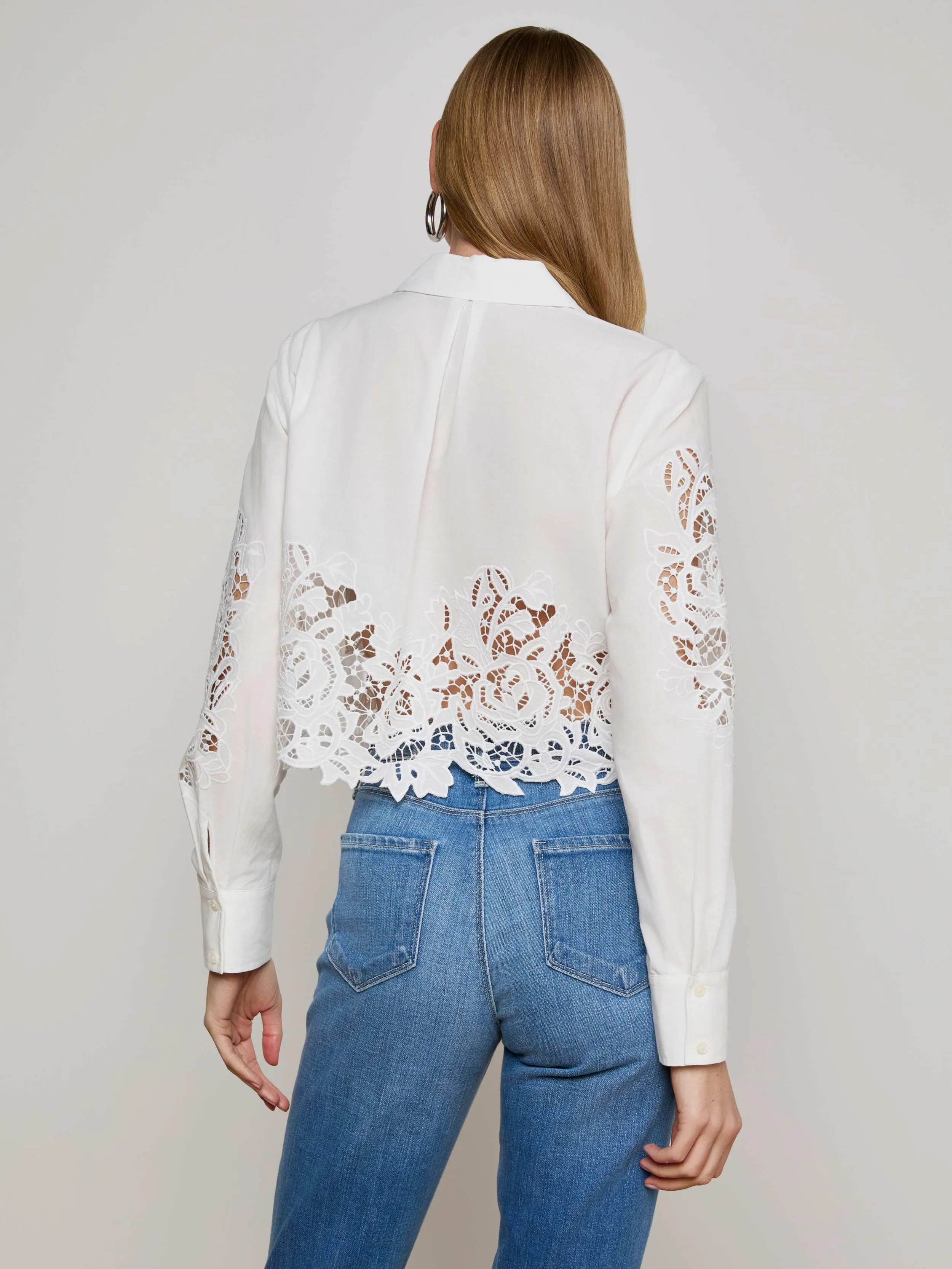 Seychelle Cropped Eyelet Blouse sold by L'AGENCE product image thumbnail 4