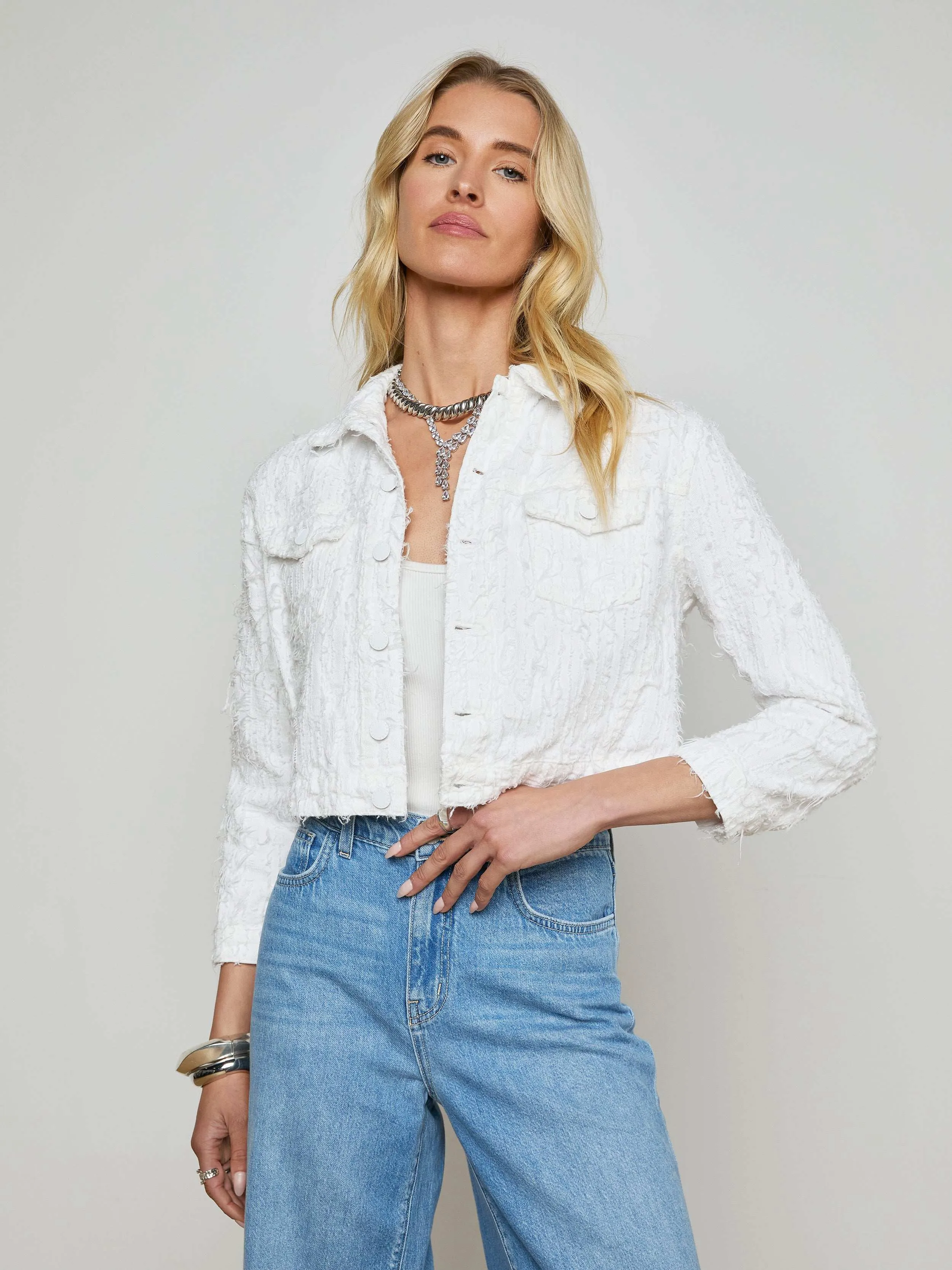 Koda Cropped Jean Jacket sold by L'AGENCE product image thumbnail 4