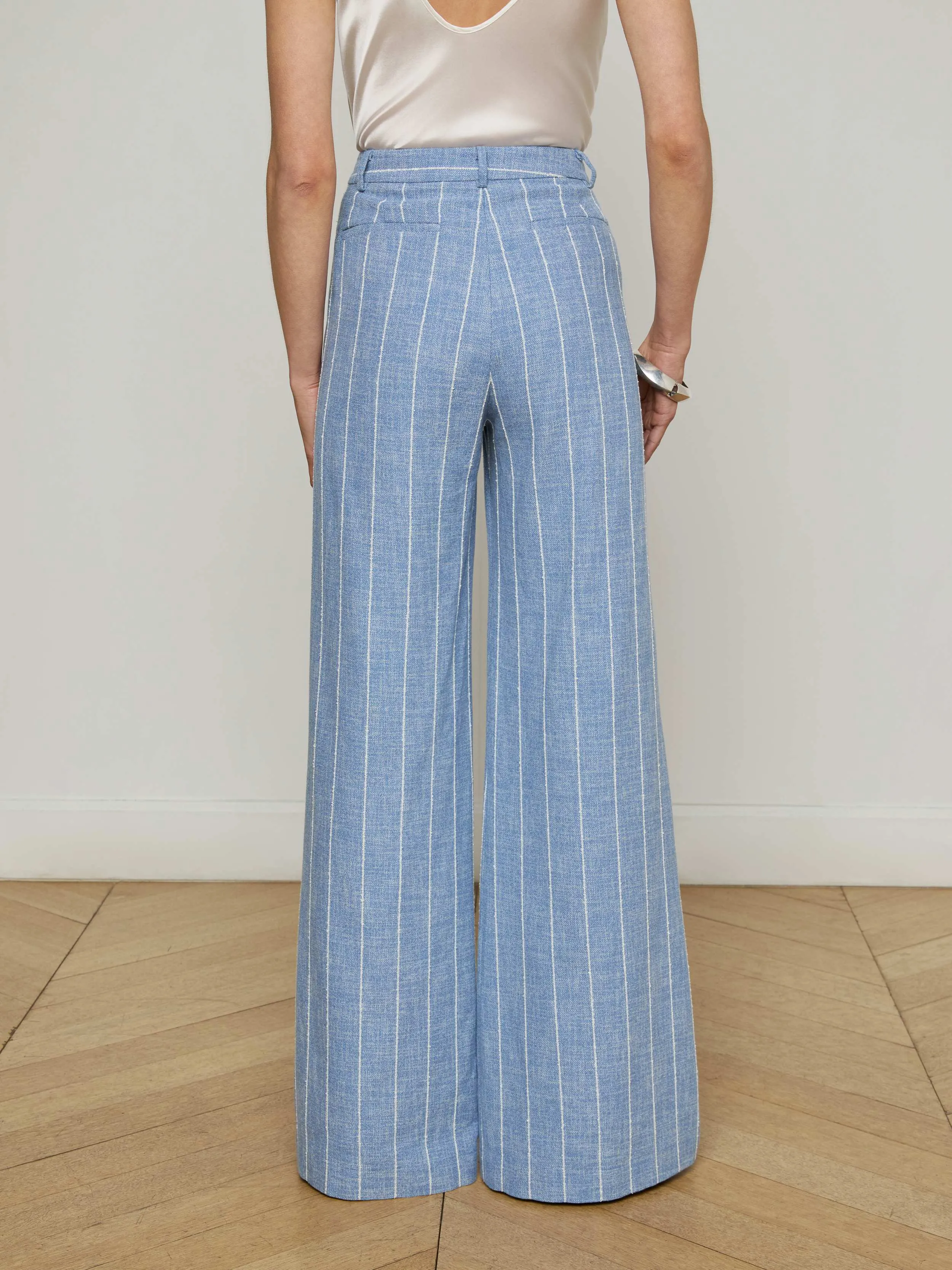 Pilar Pinstriped Wide-Leg Pant sold by L'AGENCE product image thumbnail 4