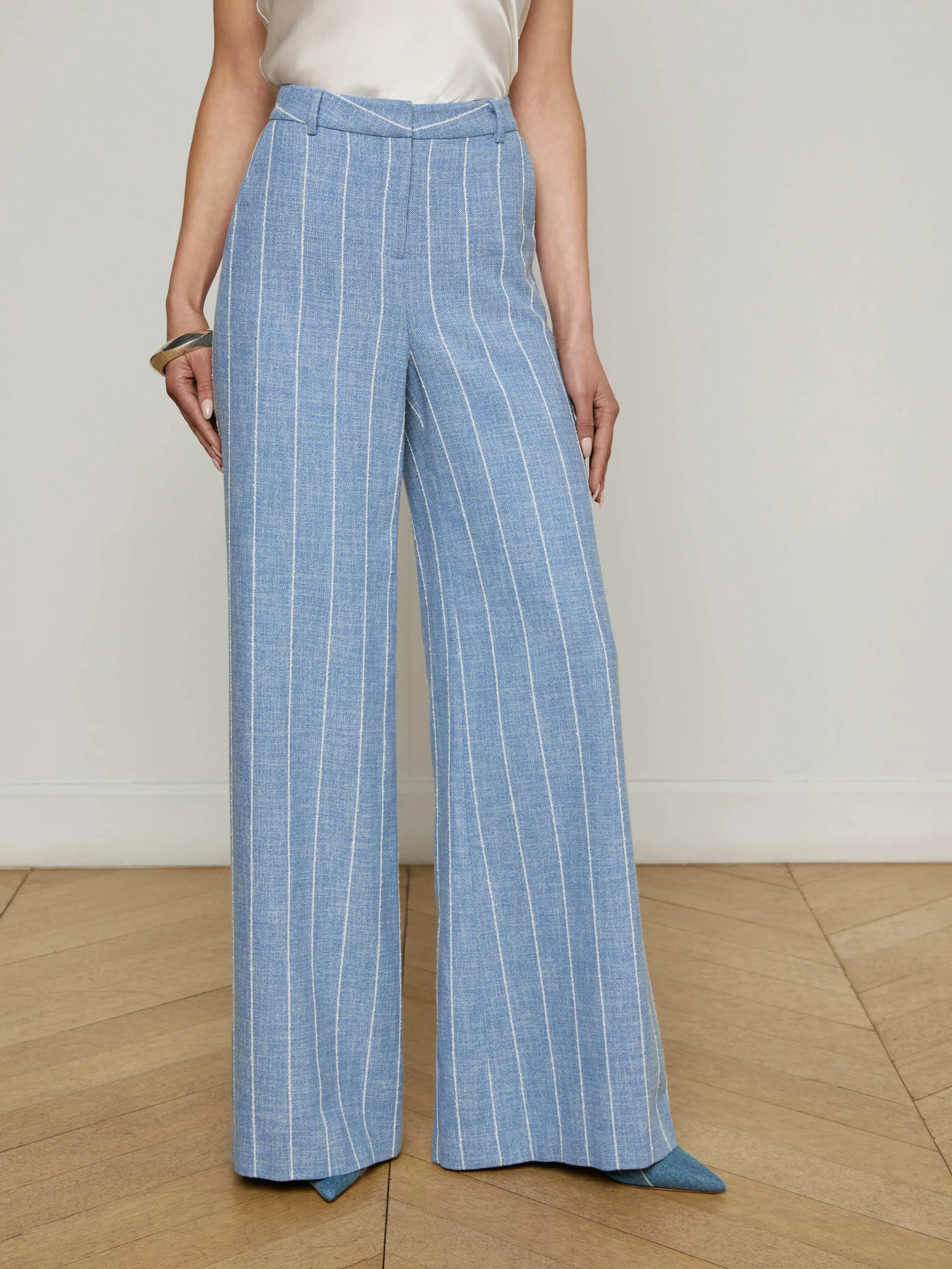 Pilar Pinstriped Wide-Leg Pant sold by L'AGENCE product image thumbnail 2