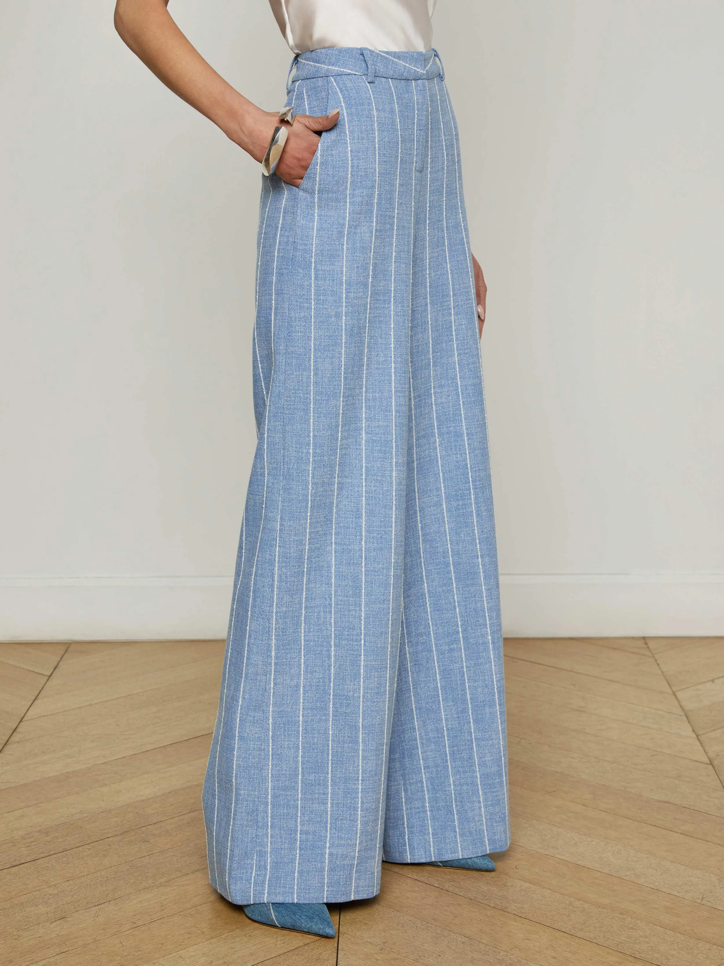 Pilar Pinstriped Wide-Leg Pant sold by L'AGENCE product image thumbnail 3