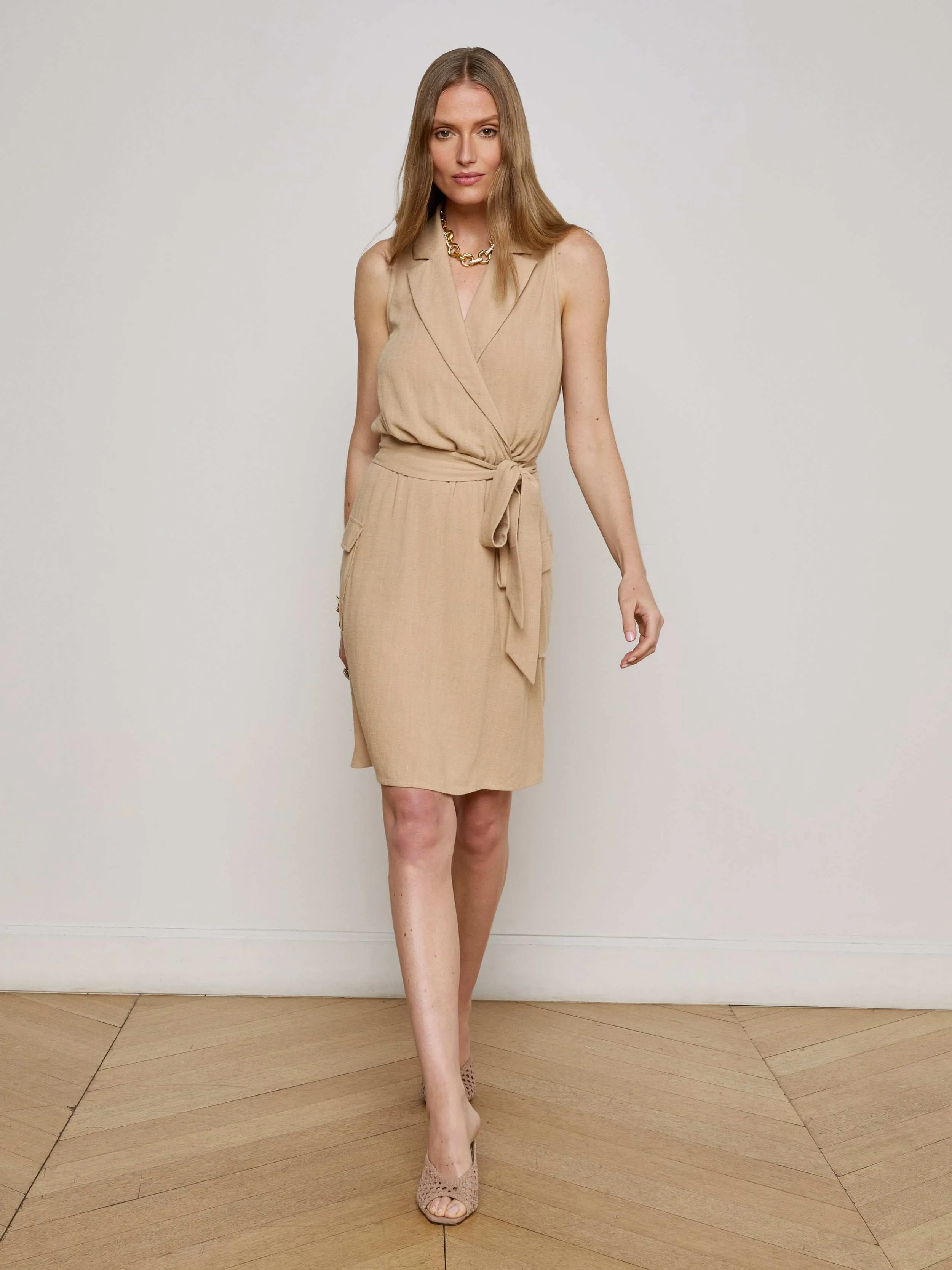 Cosima Linen-Blend Dress sold by L'AGENCE product image thumbnail 3