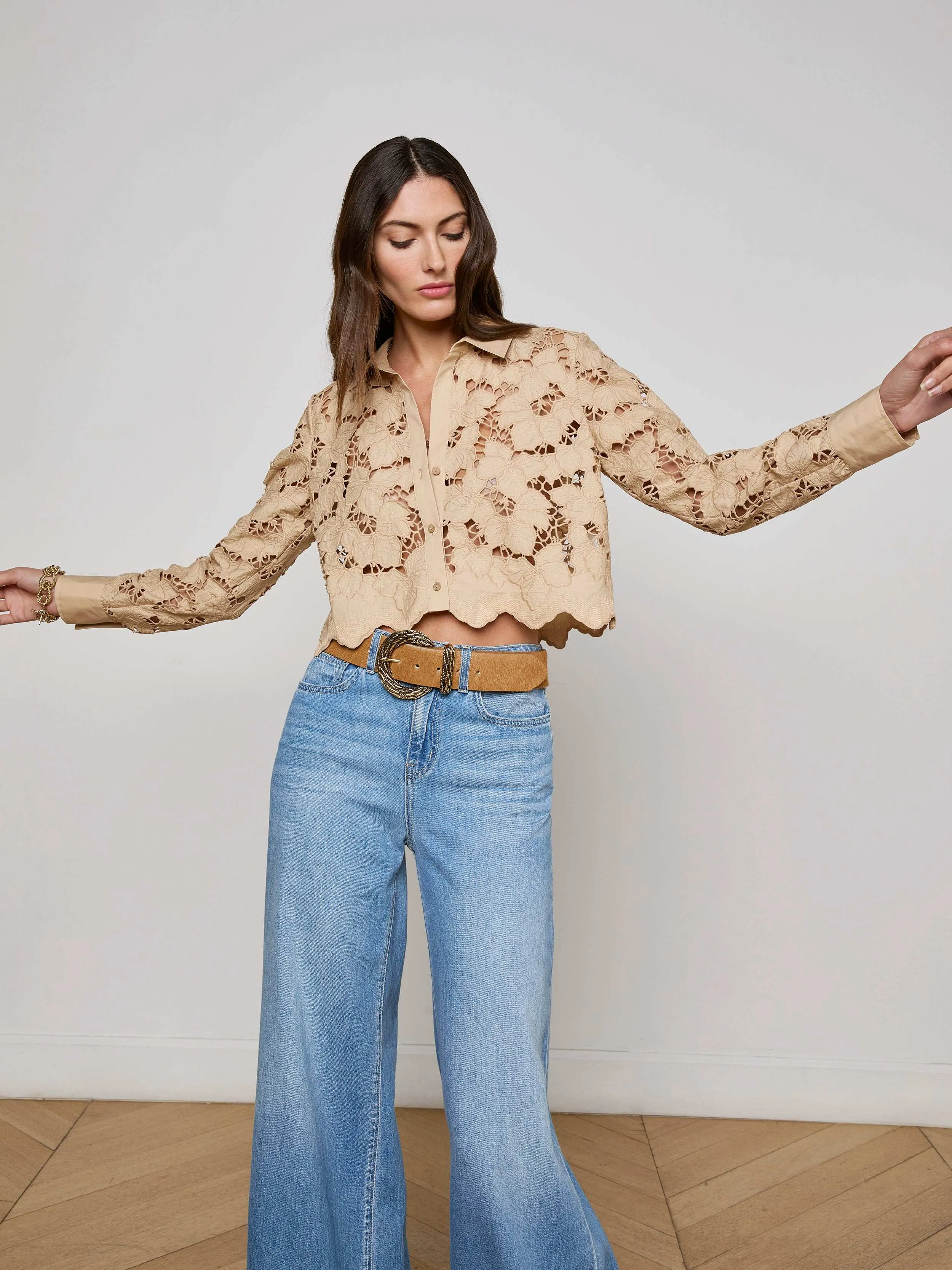 Seychelle Cropped Eyelet Blouse sold by L'AGENCE product image thumbnail 2