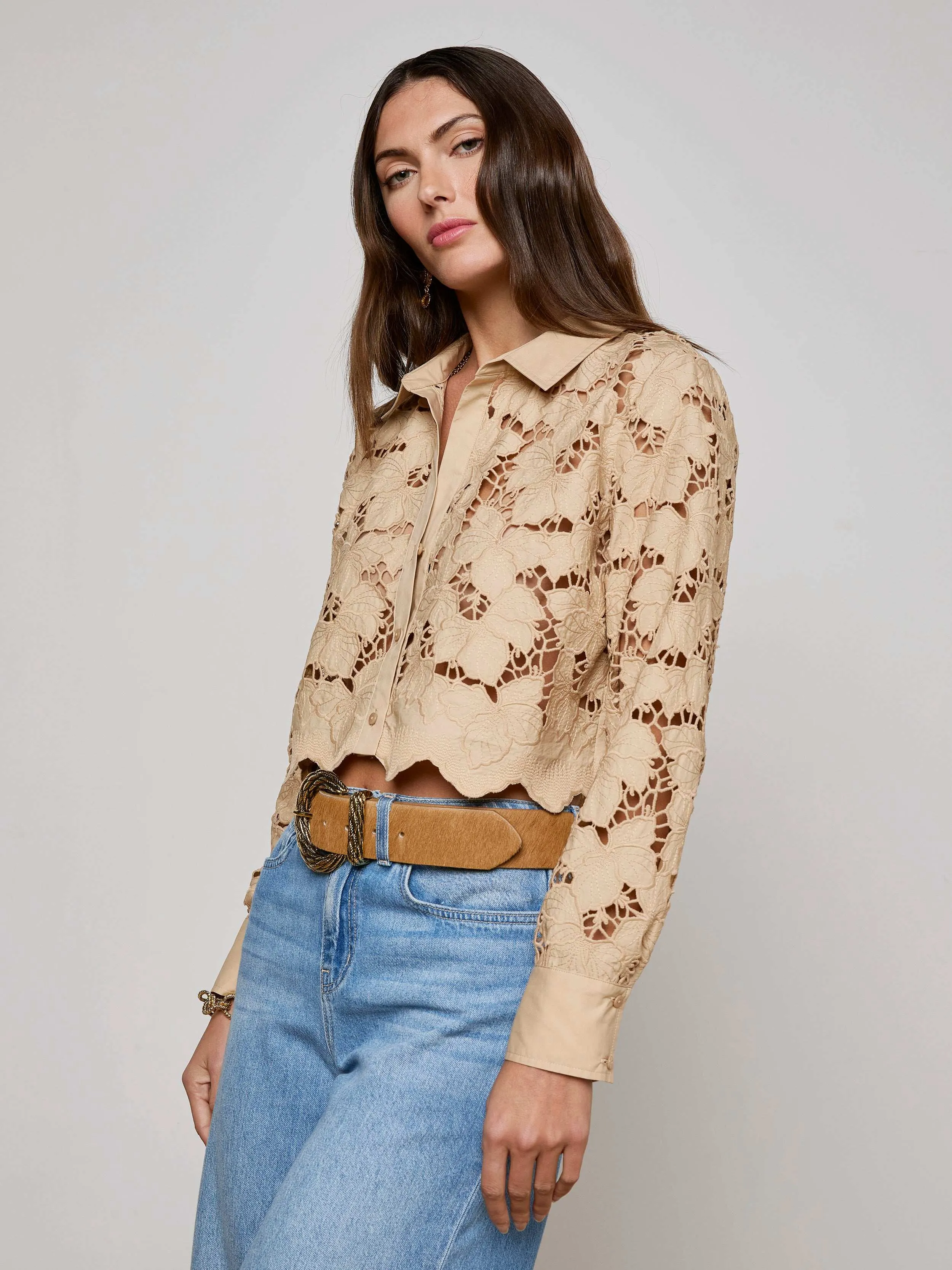 Seychelle Cropped Eyelet Blouse sold by L'AGENCE product image thumbnail 3
