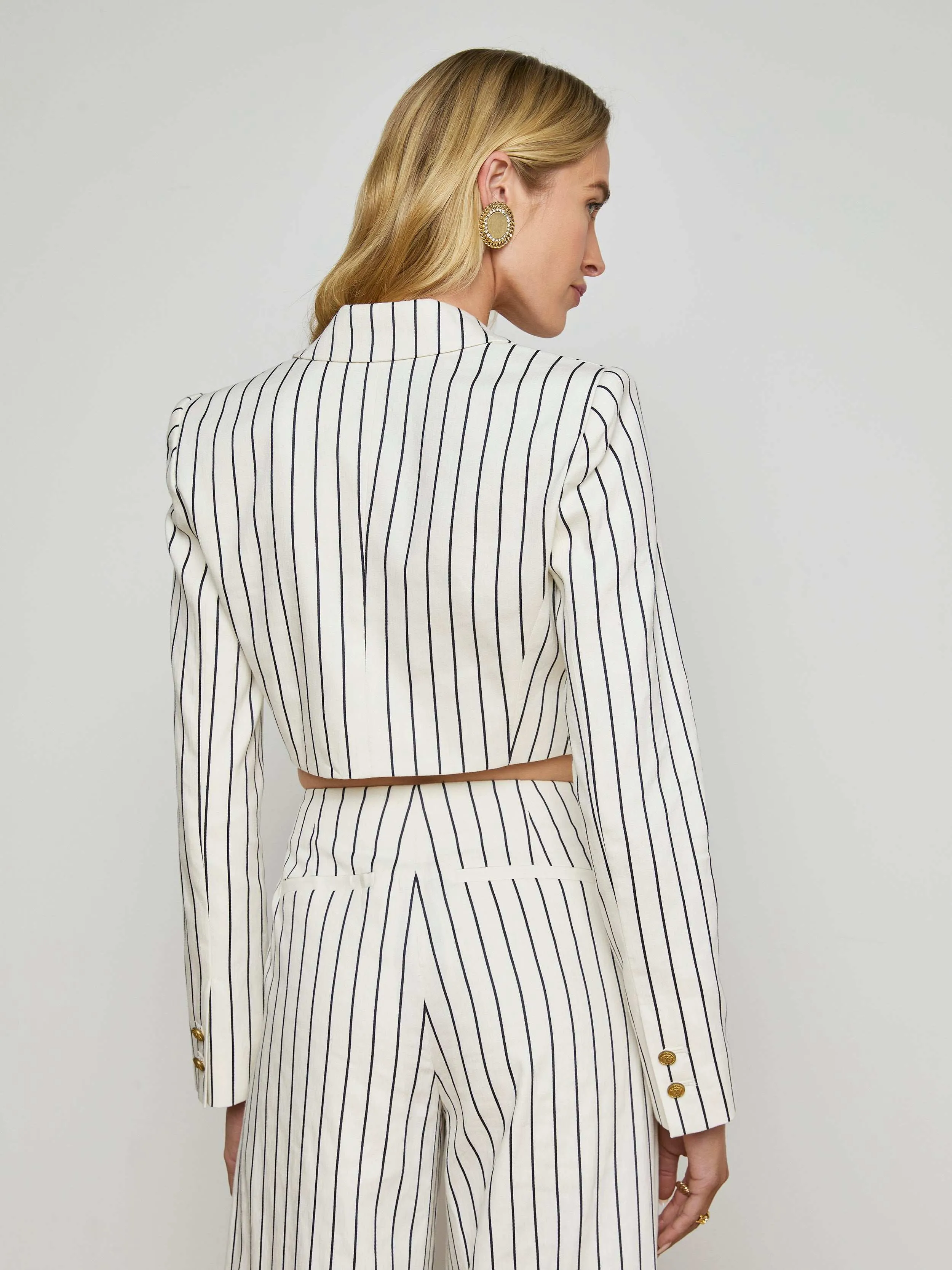 Izzie Striped Cropped Blazer sold by L'AGENCE product image thumbnail 4