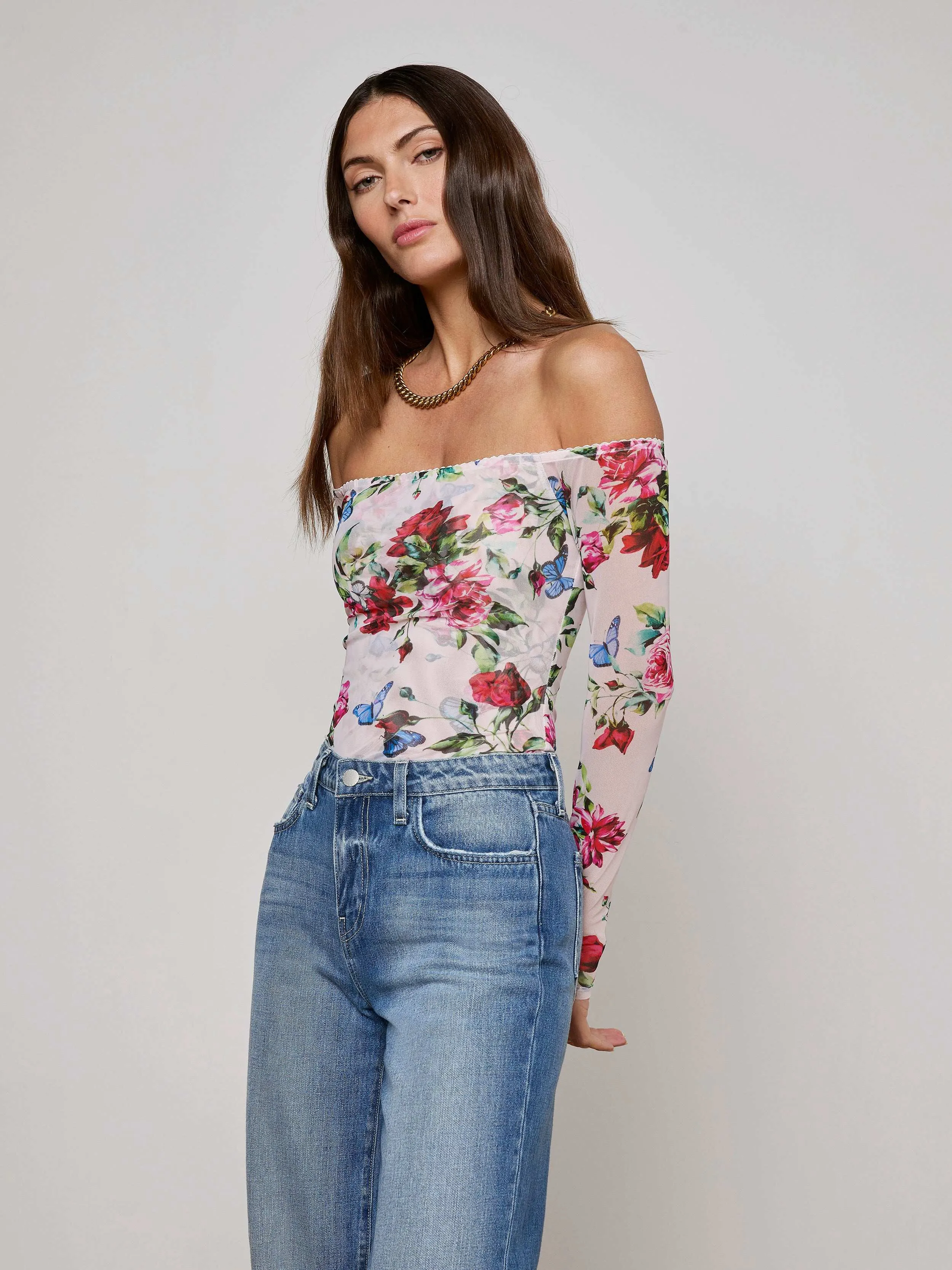 Peonie Off-The-Shoulder Bodysuit sold by L'AGENCE product image thumbnail 3