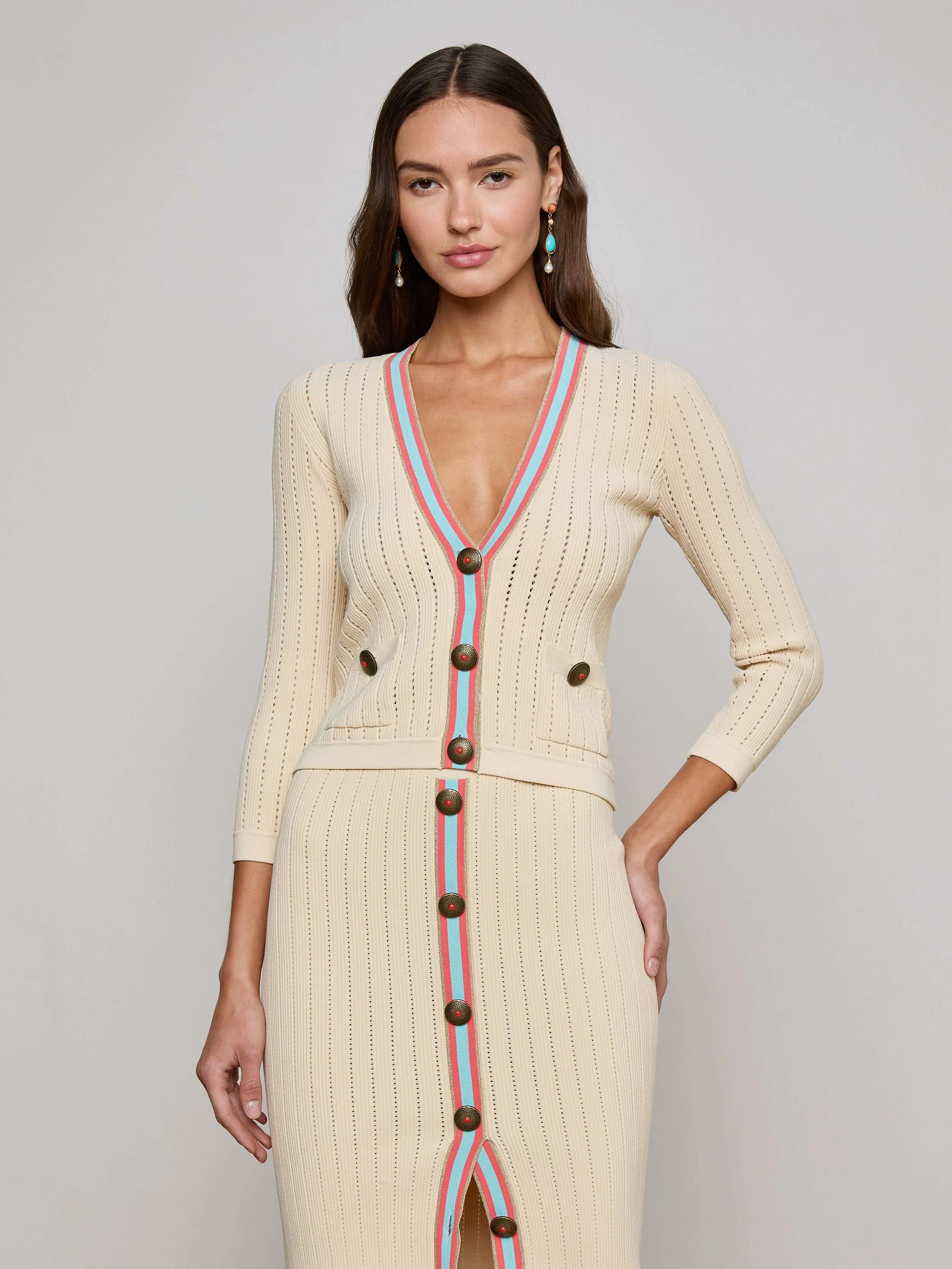 Irvin Pointelle Knit Cardigan sold by L'AGENCE