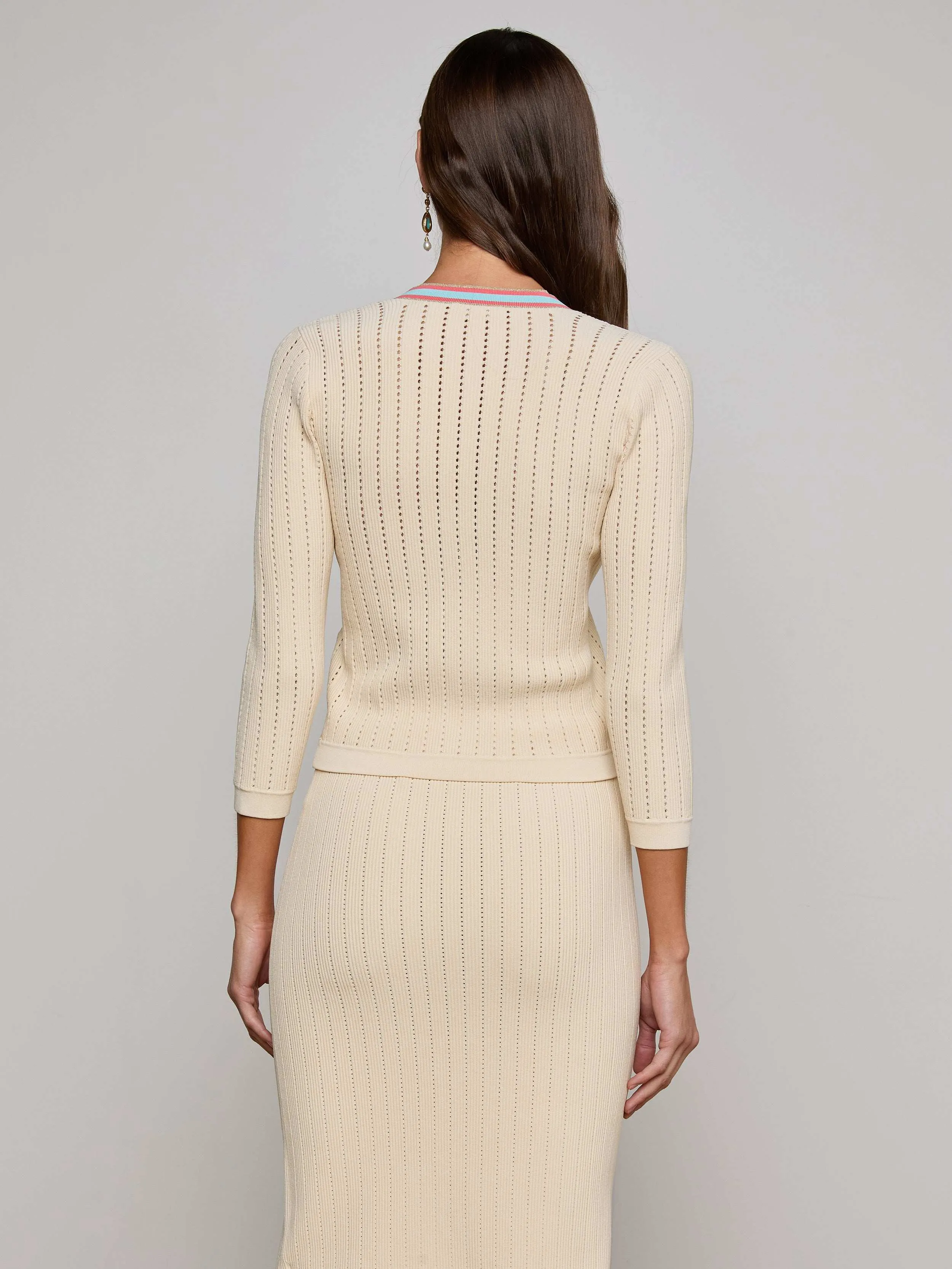 Irvin Pointelle Knit Cardigan sold by L'AGENCE product image thumbnail 4