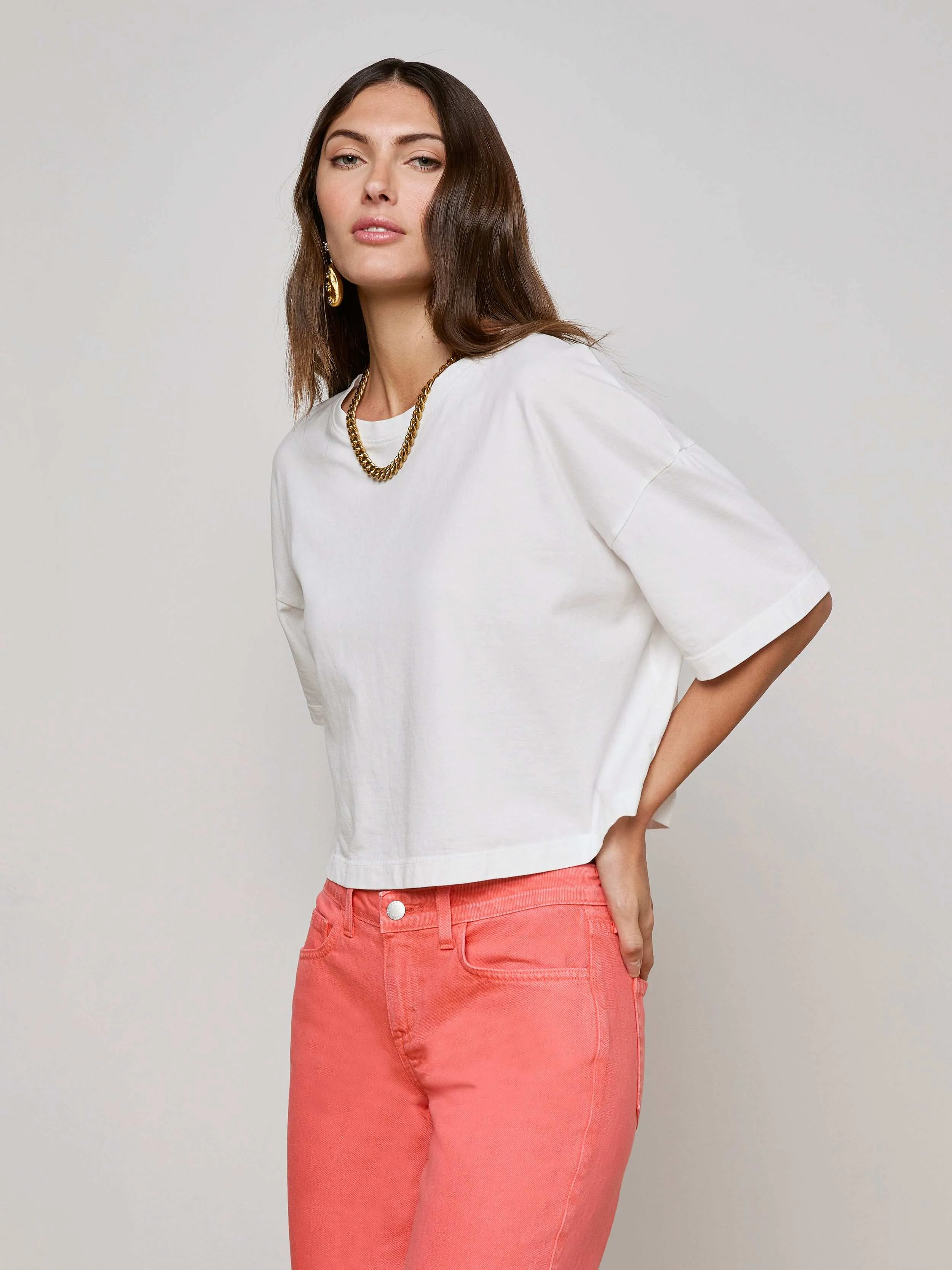 Daria Oversized Cropped Tee sold by L'AGENCE product image thumbnail 3