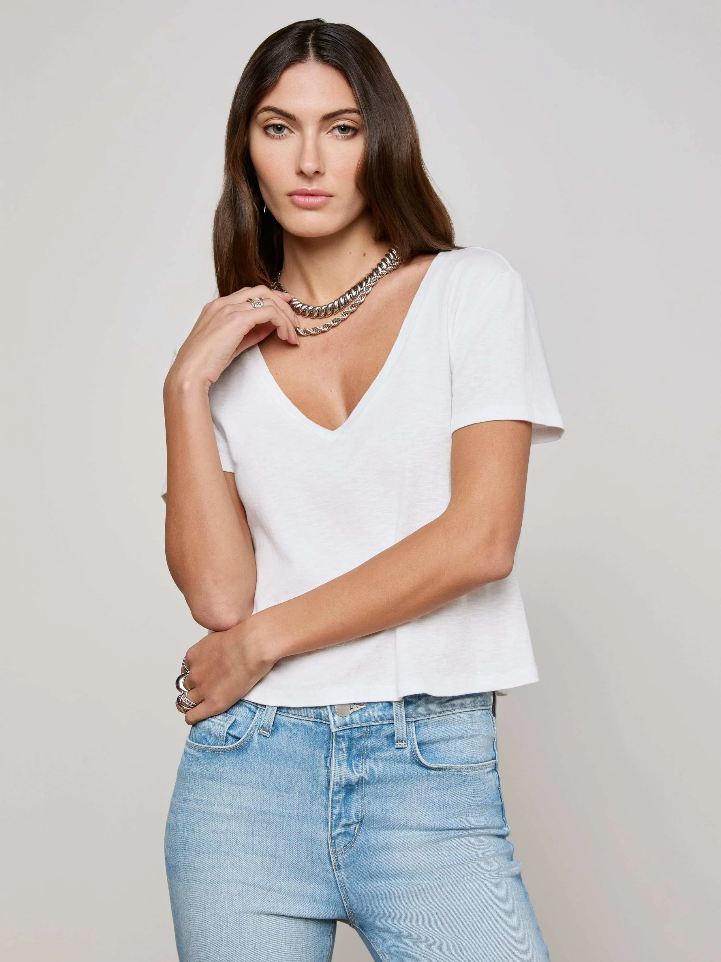 Carly V-Neck Tee sold by L'AGENCE