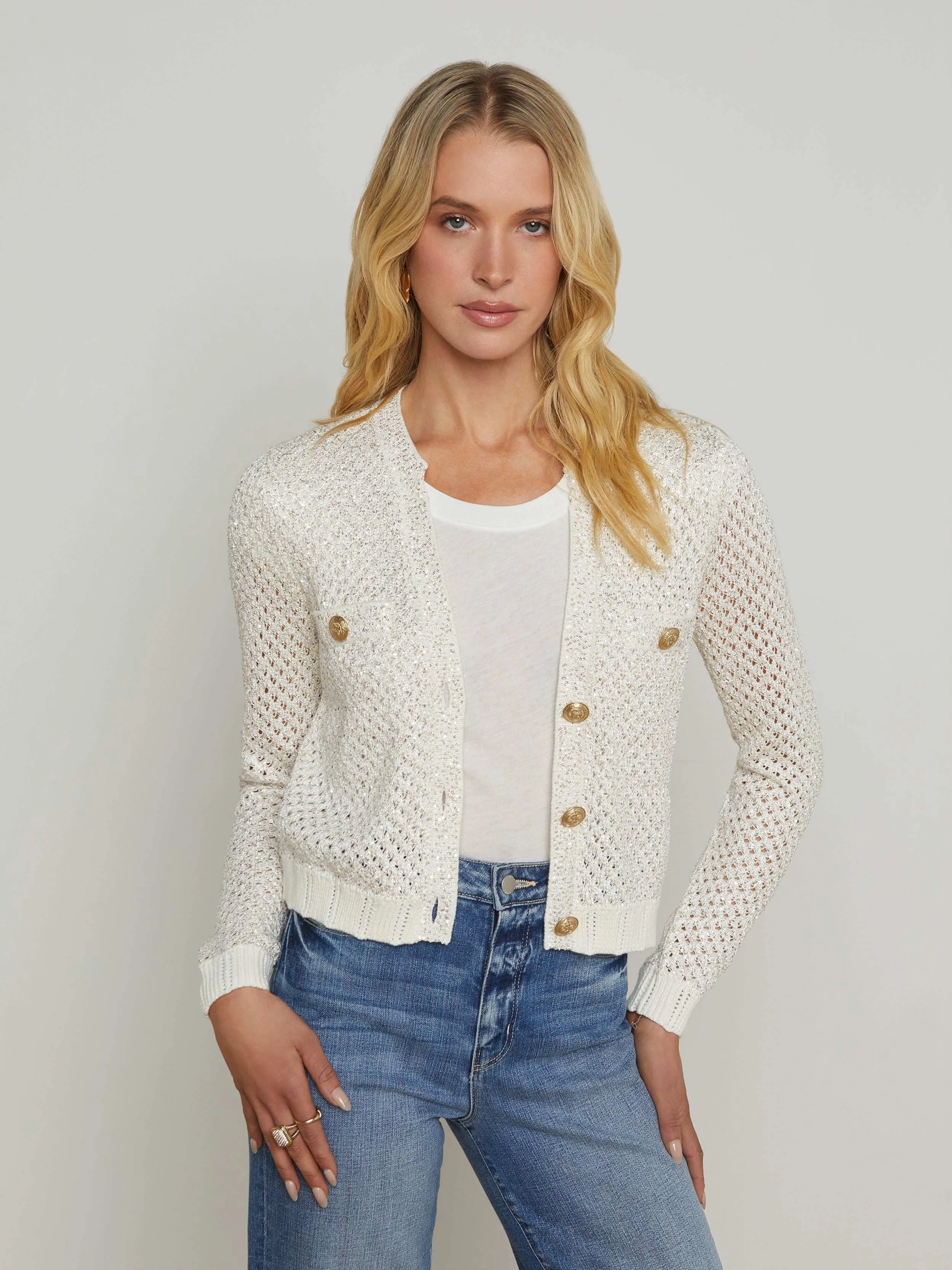 Blanca Sequin Cardigan sold by L'AGENCE