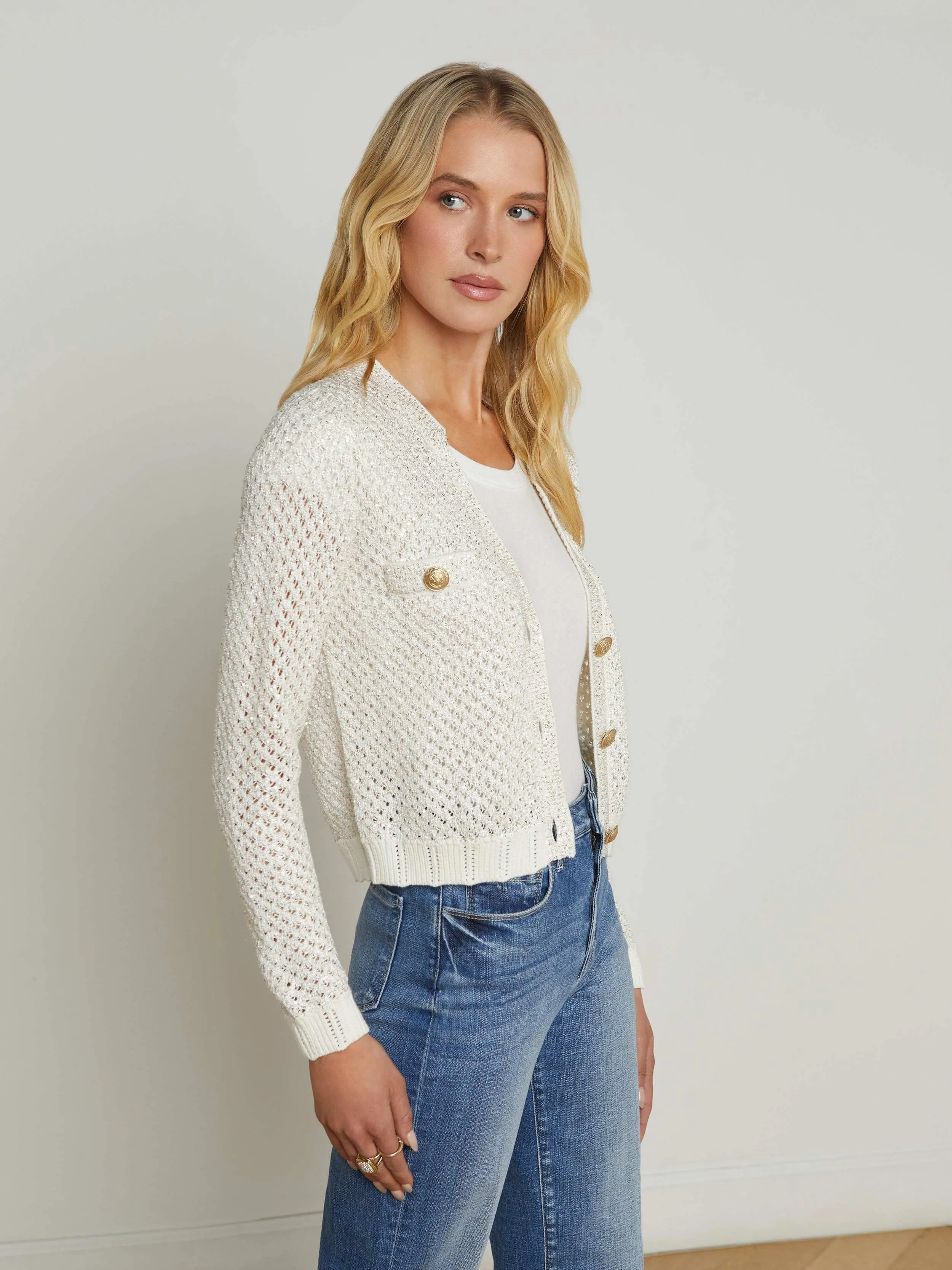 Blanca Sequin Cardigan sold by L'AGENCE product image thumbnail 3