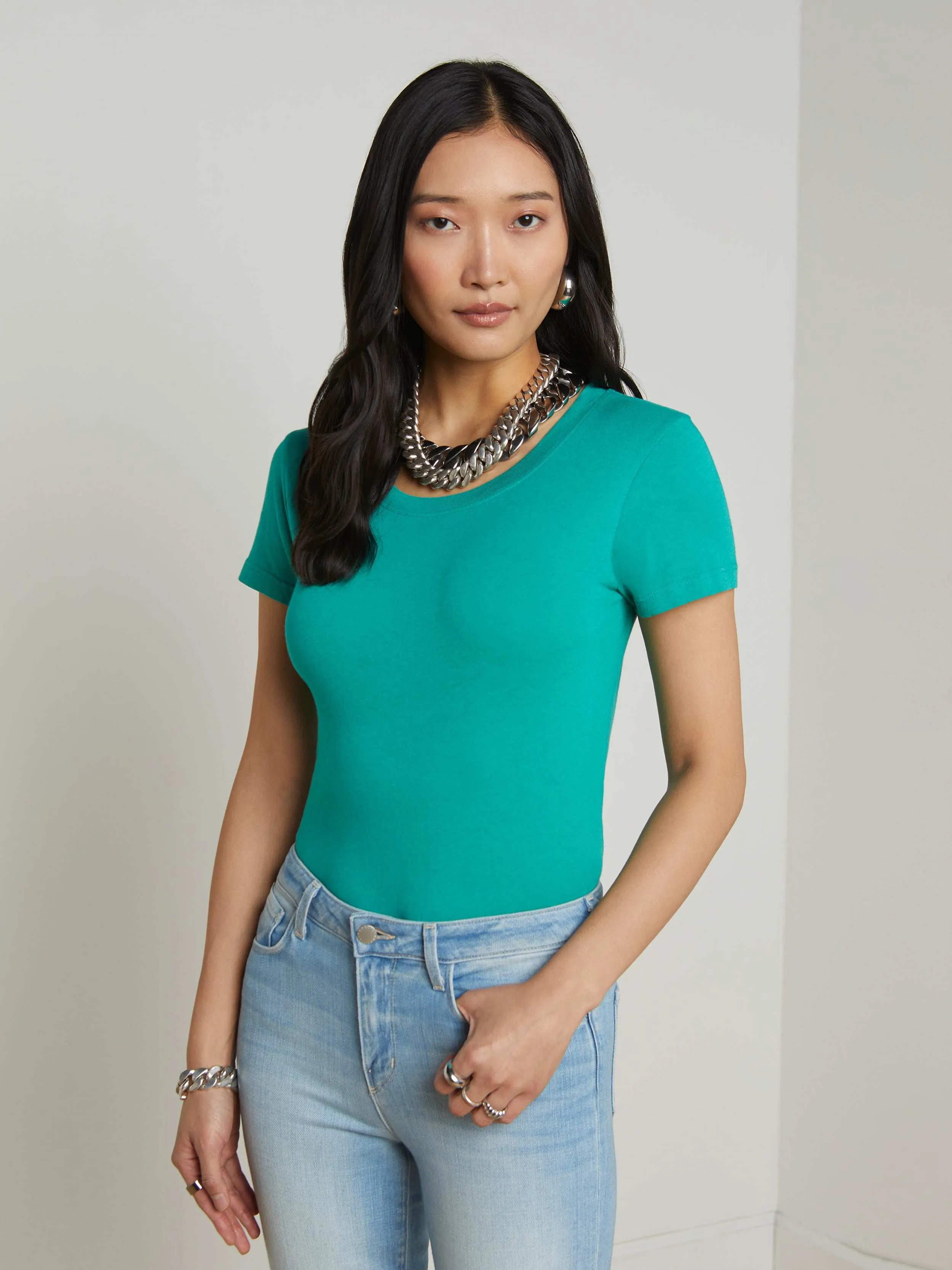 Cory Cotton Scoopneck Tee sold by L'AGENCE