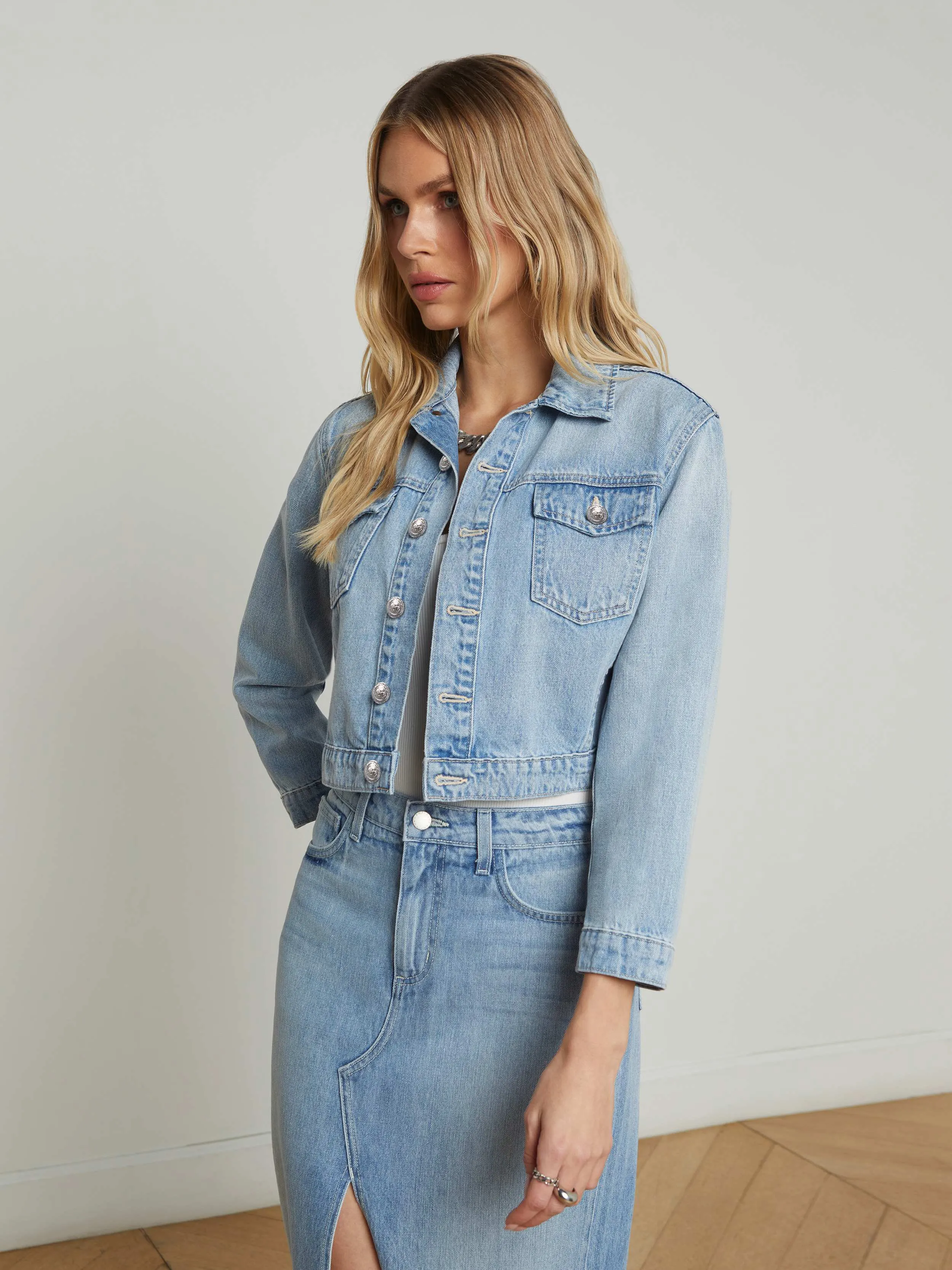 Koda Cropped Jean Jacket sold by L'AGENCE product image thumbnail 3