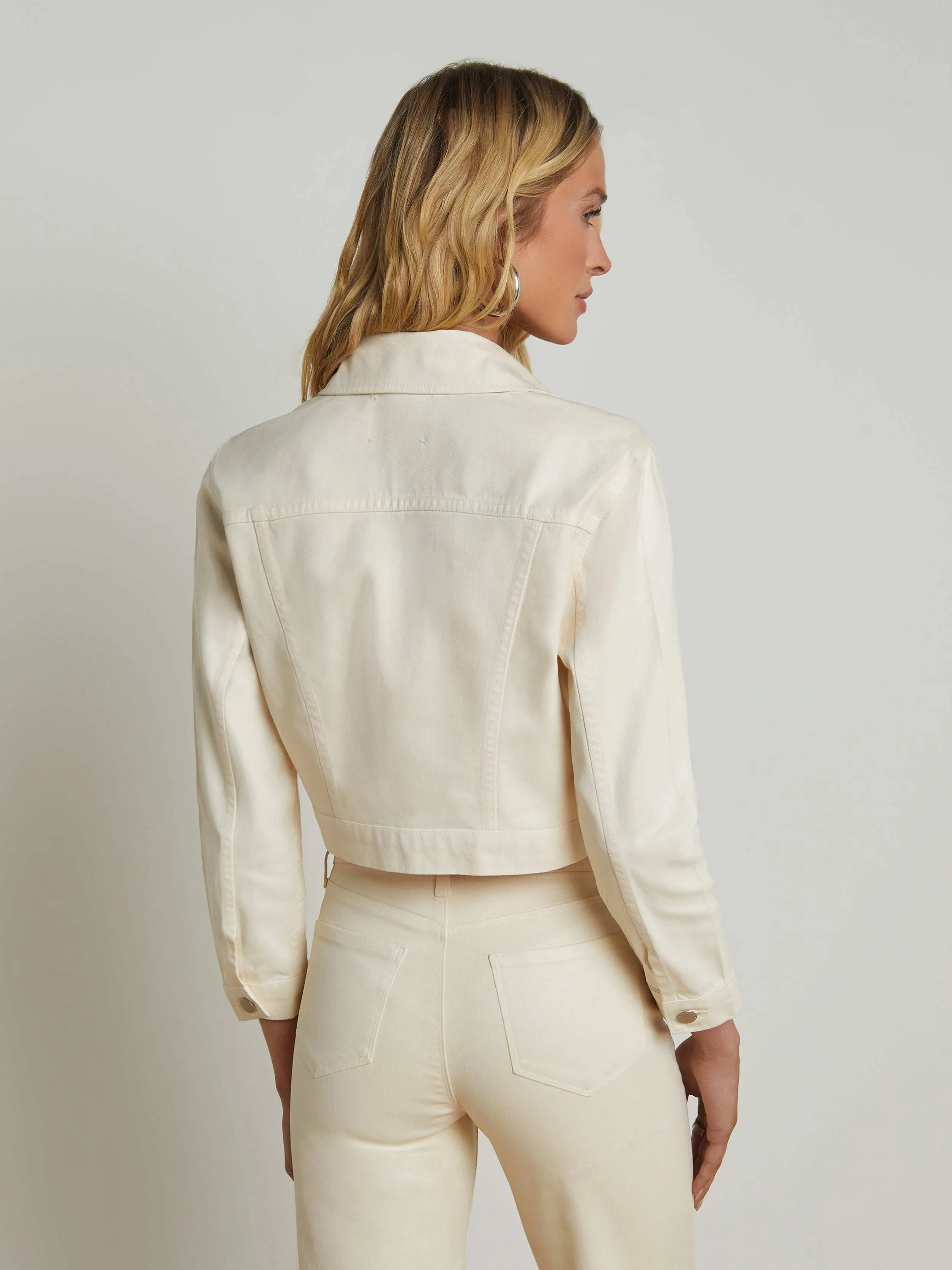 Koda Coated Cropped Jean Jacket sold by L'AGENCE product image thumbnail 3