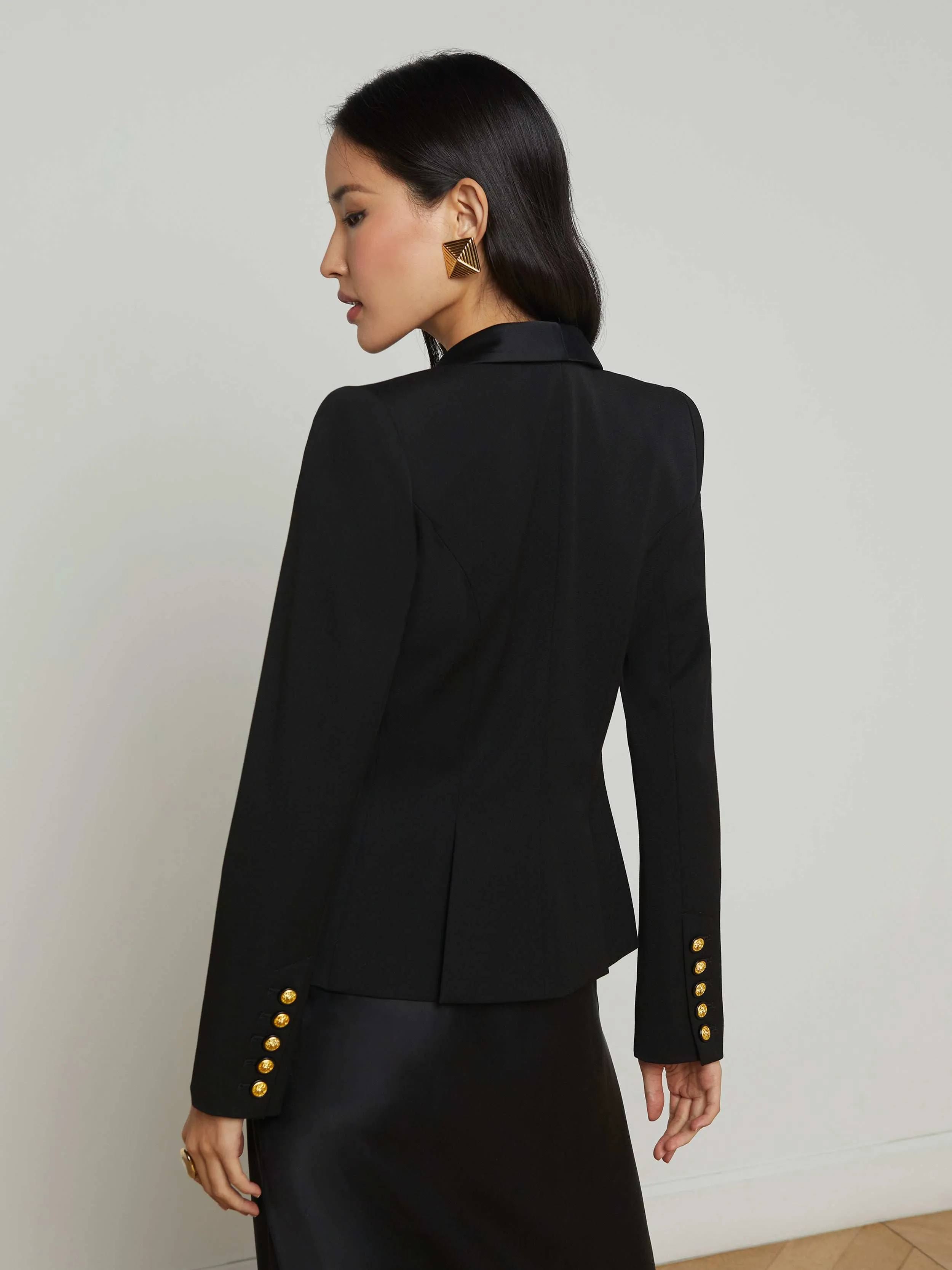 Imogen Satin Lapel Blazer sold by L'AGENCE product image thumbnail 5