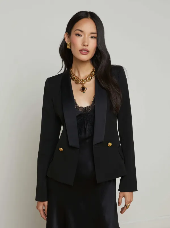Imogen Satin Lapel Blazer sold by L'AGENCE