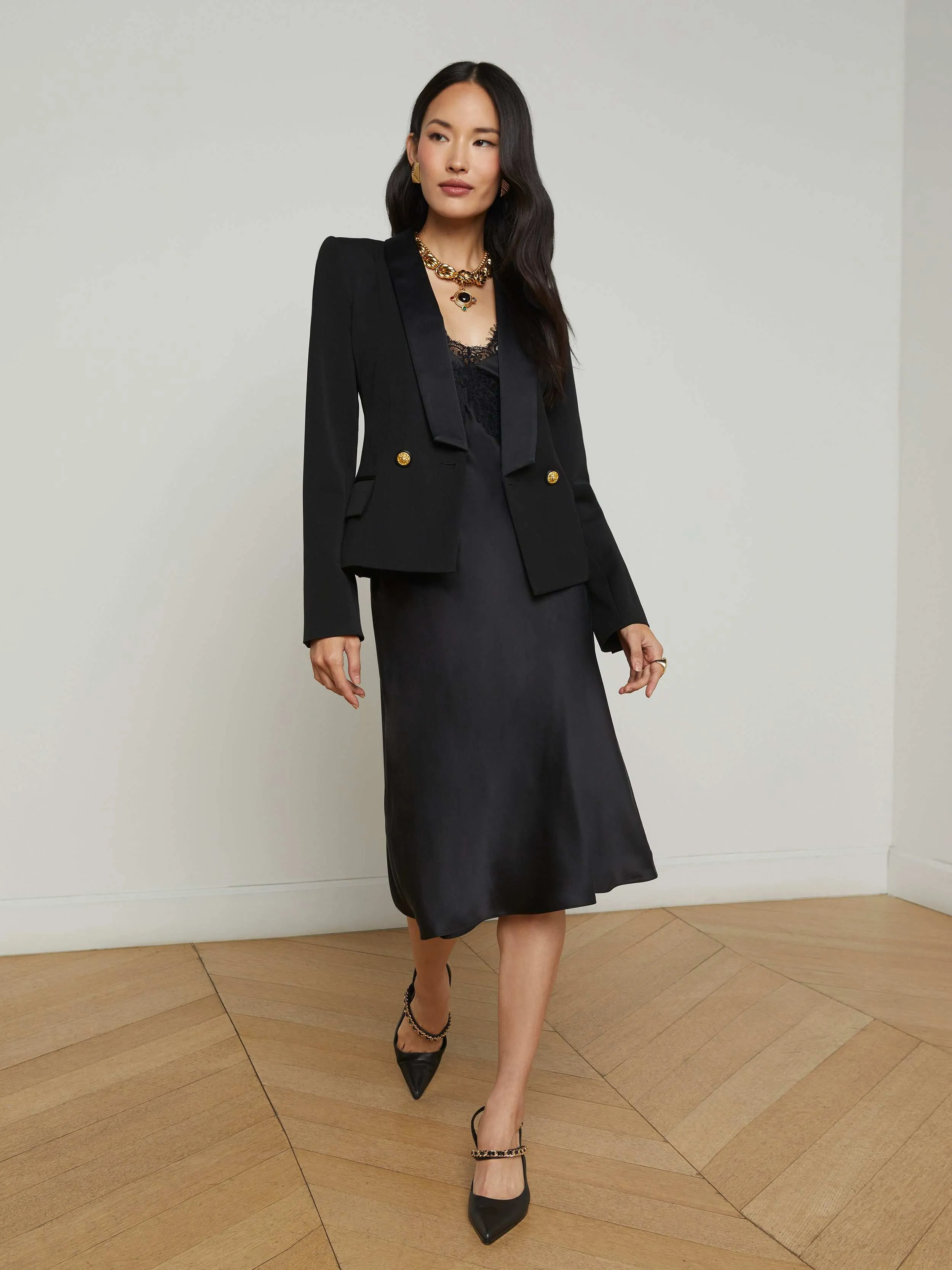 Imogen Satin Lapel Blazer sold by L'AGENCE product image thumbnail 3