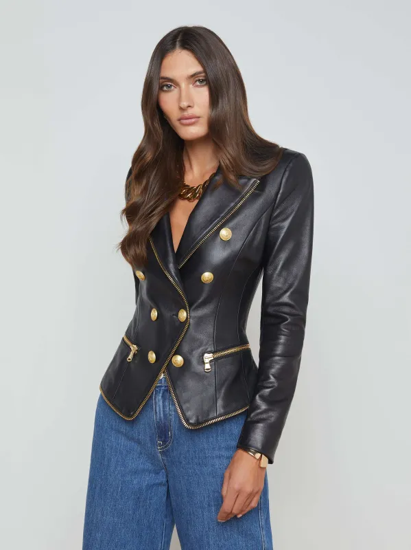 Ottilie Leather Blazer sold by L'AGENCE