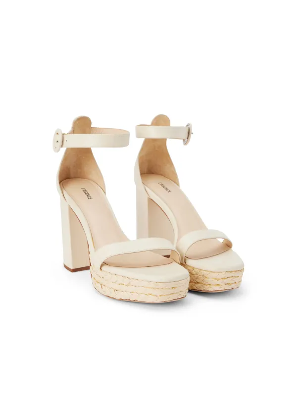 Avia Leather Platform Heeled Sandal sold by L'AGENCE