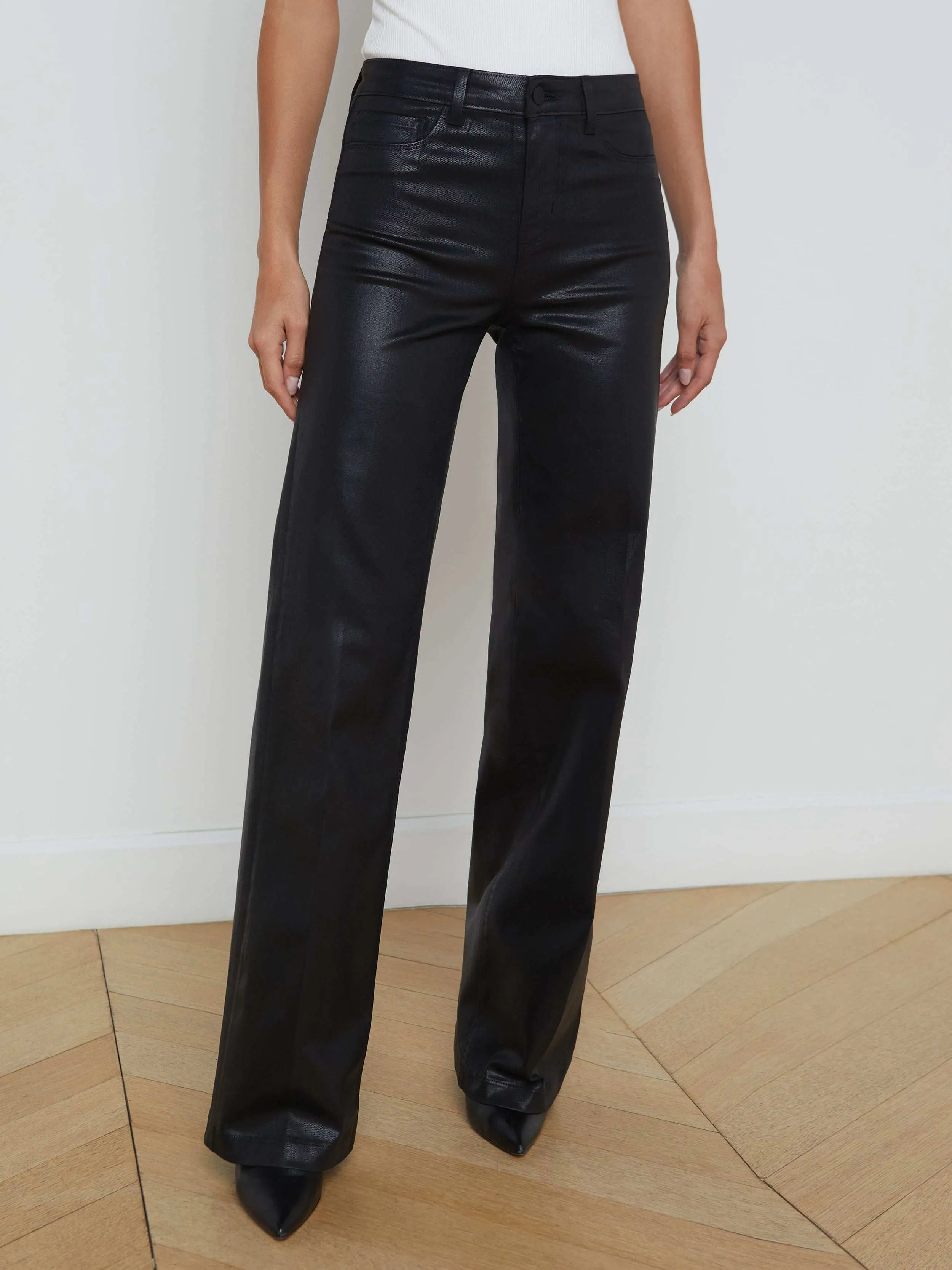 Clayton Coated Wide-Leg Jean sold by L'AGENCE product image thumbnail 2