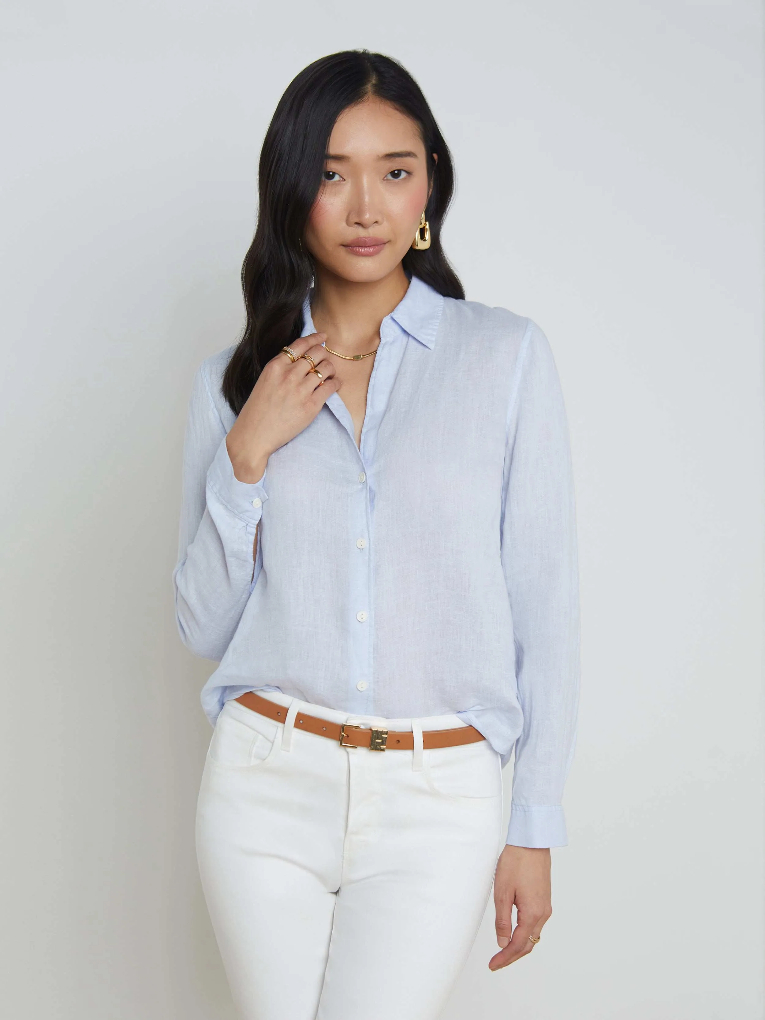 Tyler Linen Blouse sold by L'AGENCE product image thumbnail 2