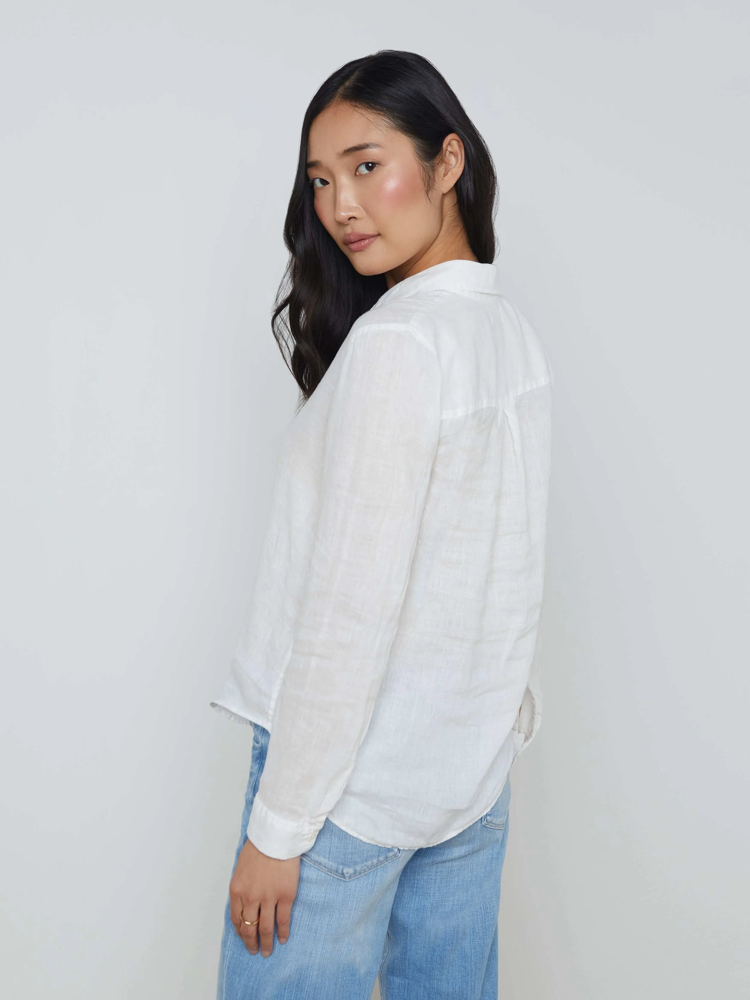Tyler Linen Blouse sold by L'AGENCE product image thumbnail 4