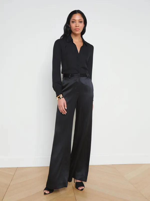 Pilar Silk Wide-Leg Pant sold by L'AGENCE