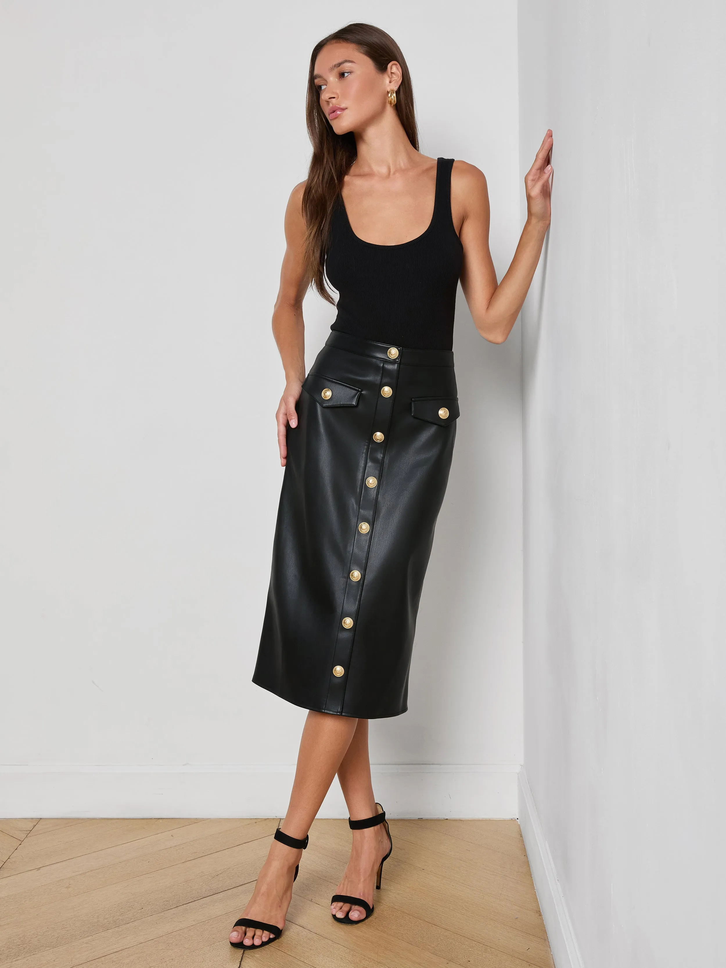 Milann Vegan Leather Skirt sold by L'AGENCE product image thumbnail 5