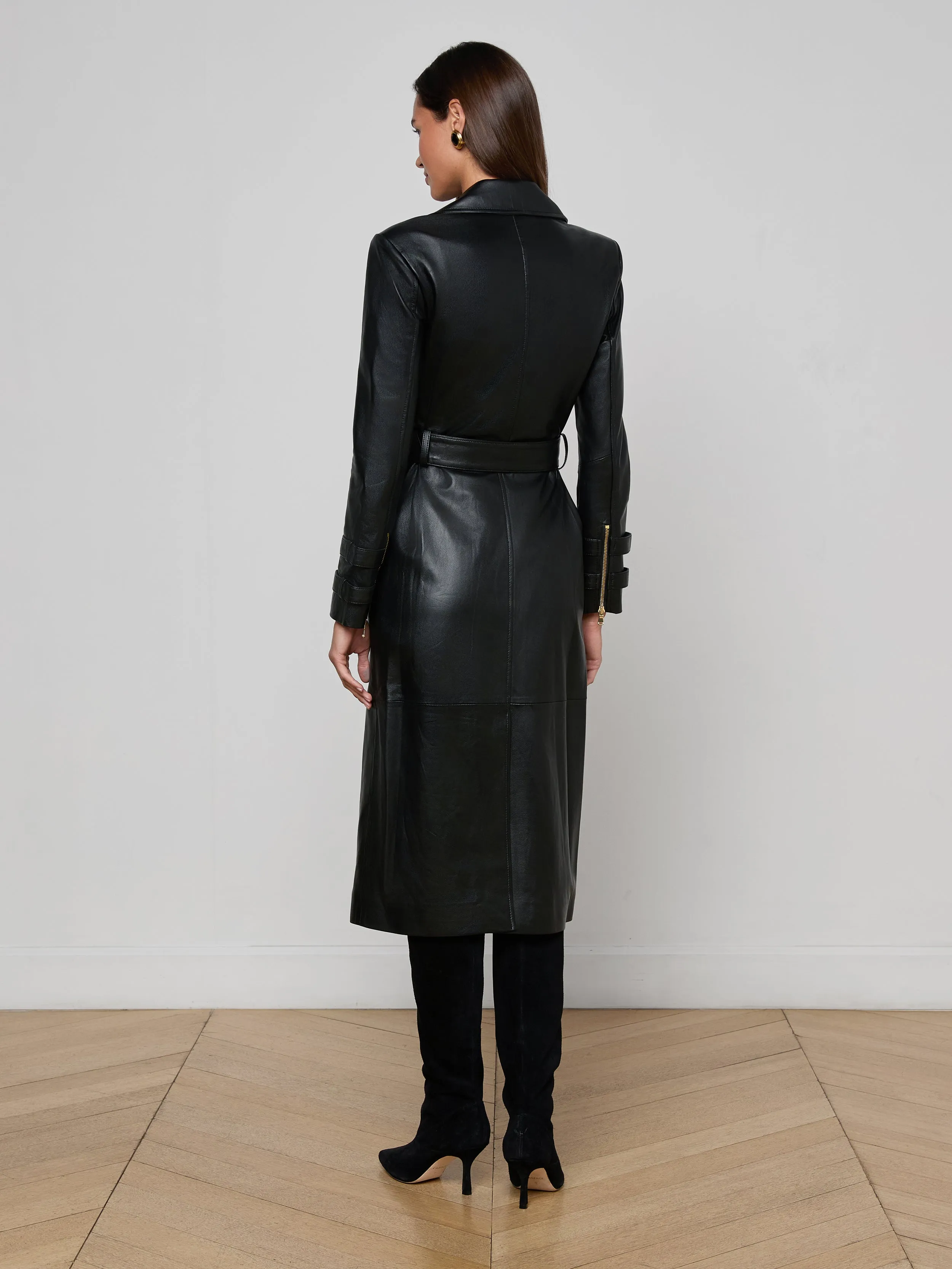 Celina Leather Trench Coat sold by L'AGENCE product image thumbnail 4