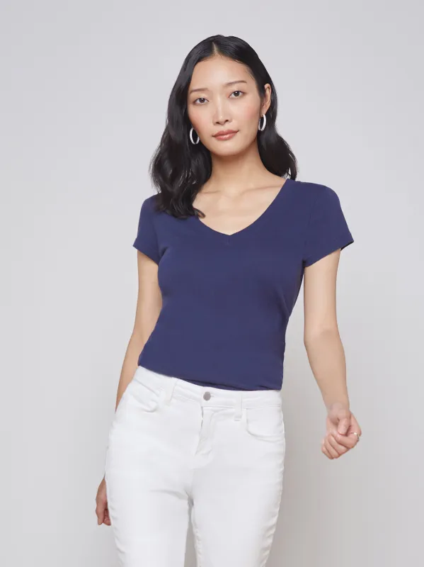 Becca Cotton V-Neck Tee sold by L'AGENCE