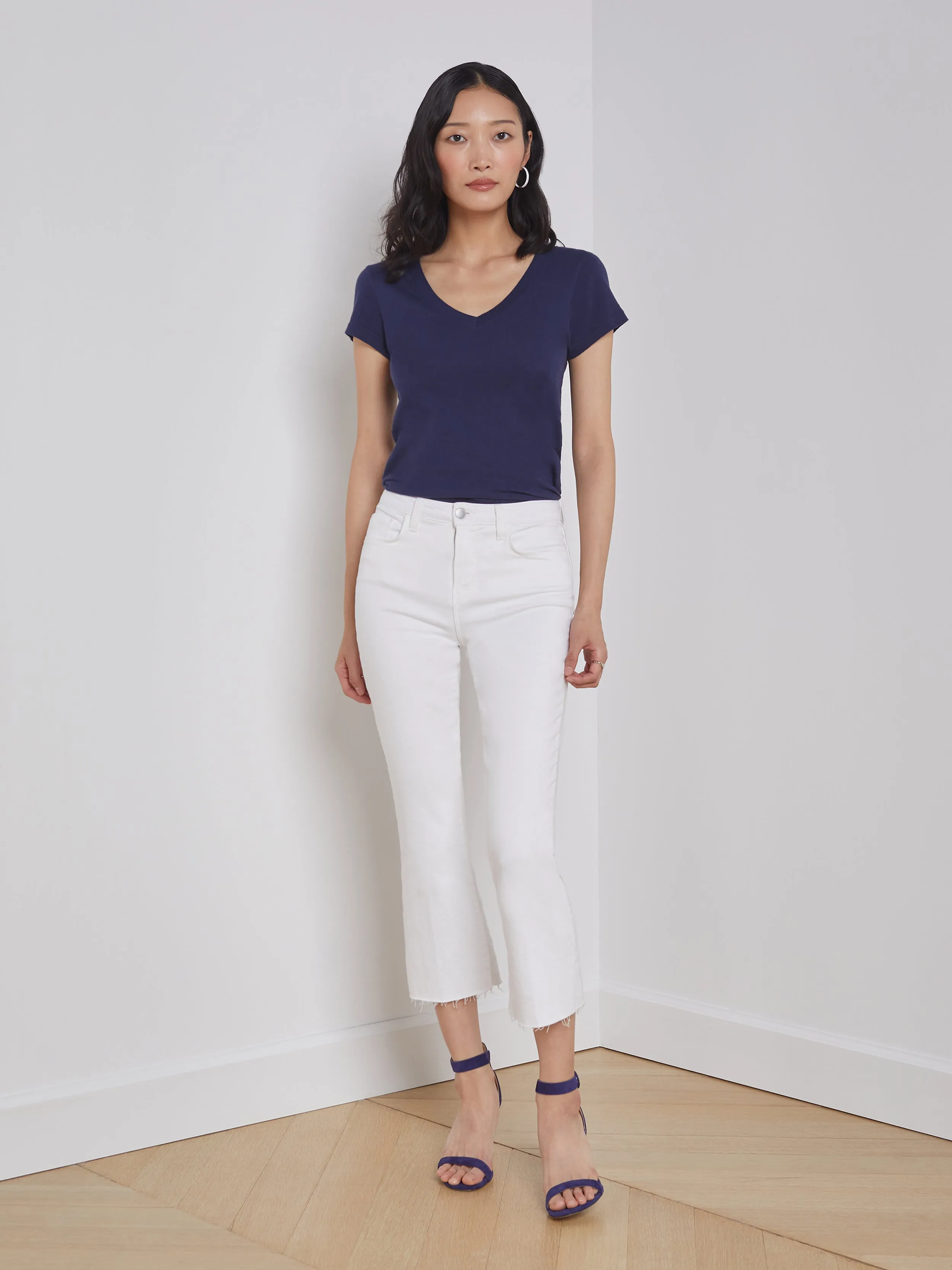 Becca Cotton V-Neck Tee sold by L'AGENCE product image thumbnail 4