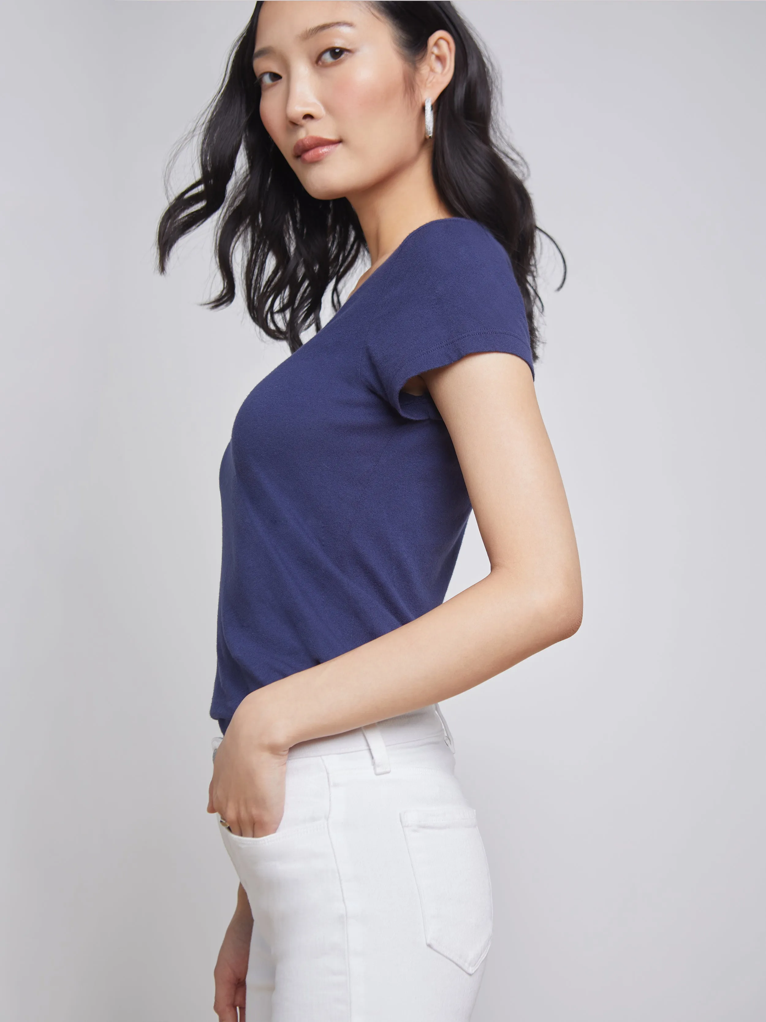 Becca Cotton V-Neck Tee sold by L'AGENCE product image thumbnail 2