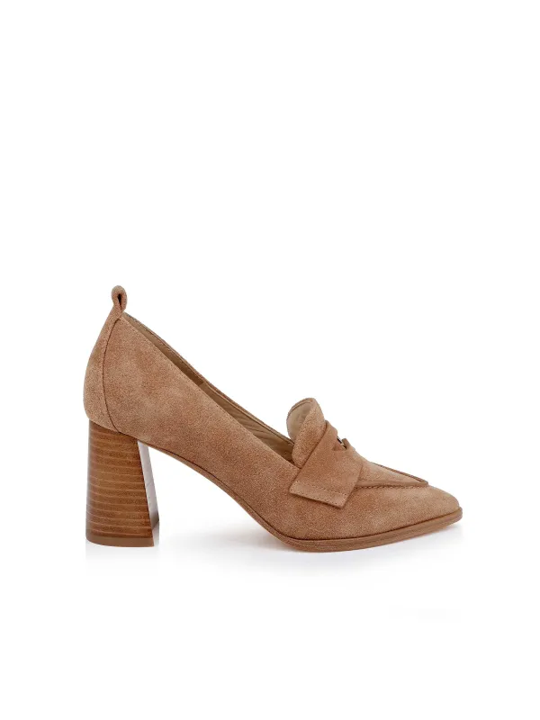 Mallory Suede Block-Heel Loafer sold by L'AGENCE