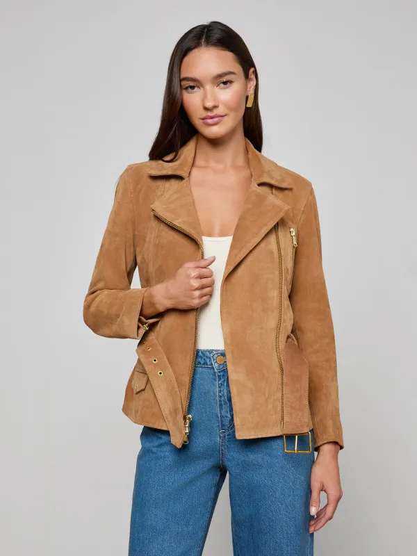 Dinah Suede Biker Jacket sold by L'AGENCE