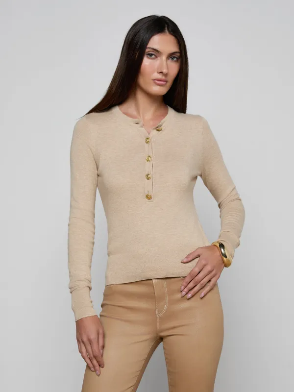 Ronda Knit Henley Top sold by L'AGENCE