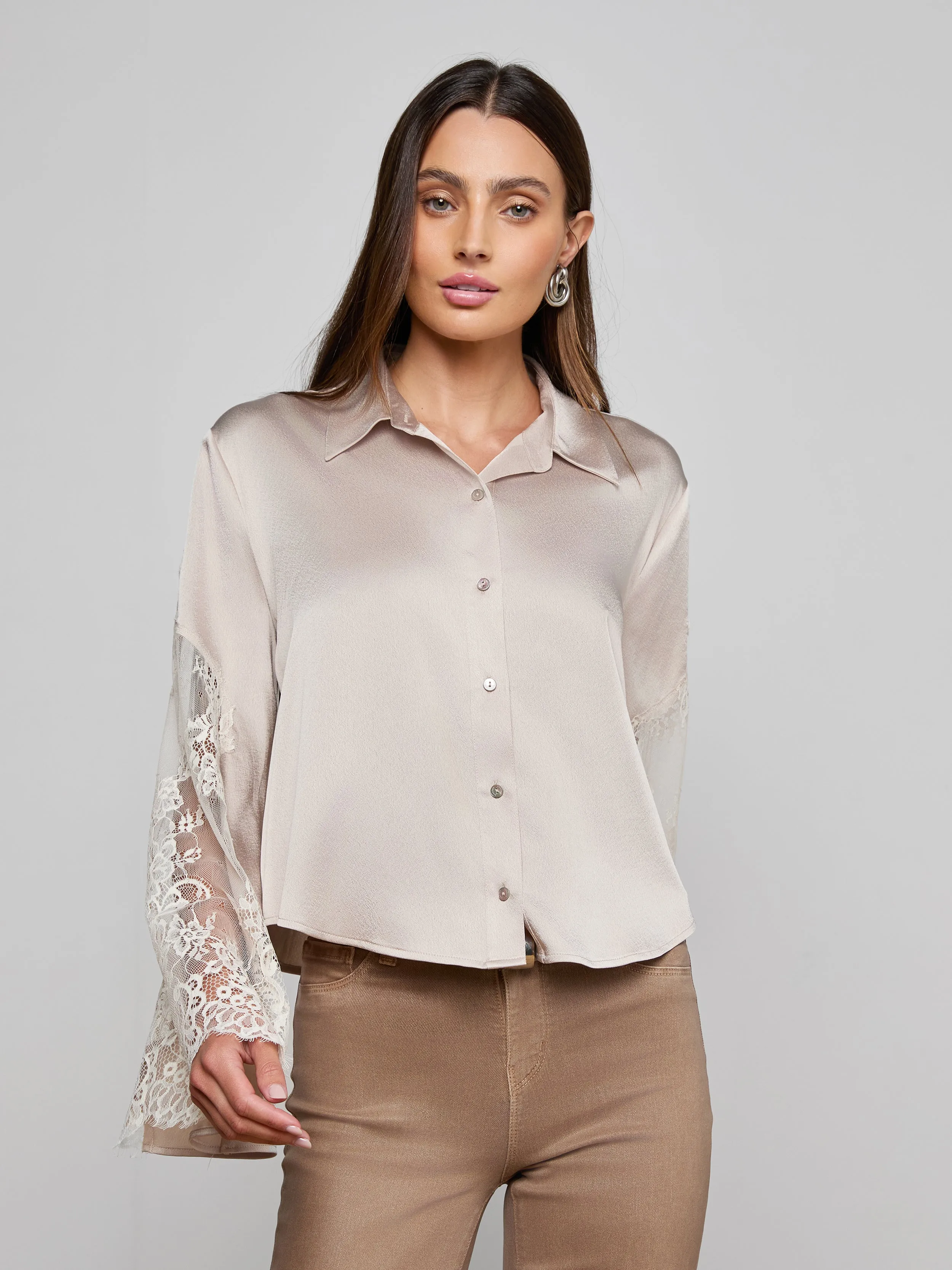 Capri Lace Sleeve Blouse sold by L'AGENCE