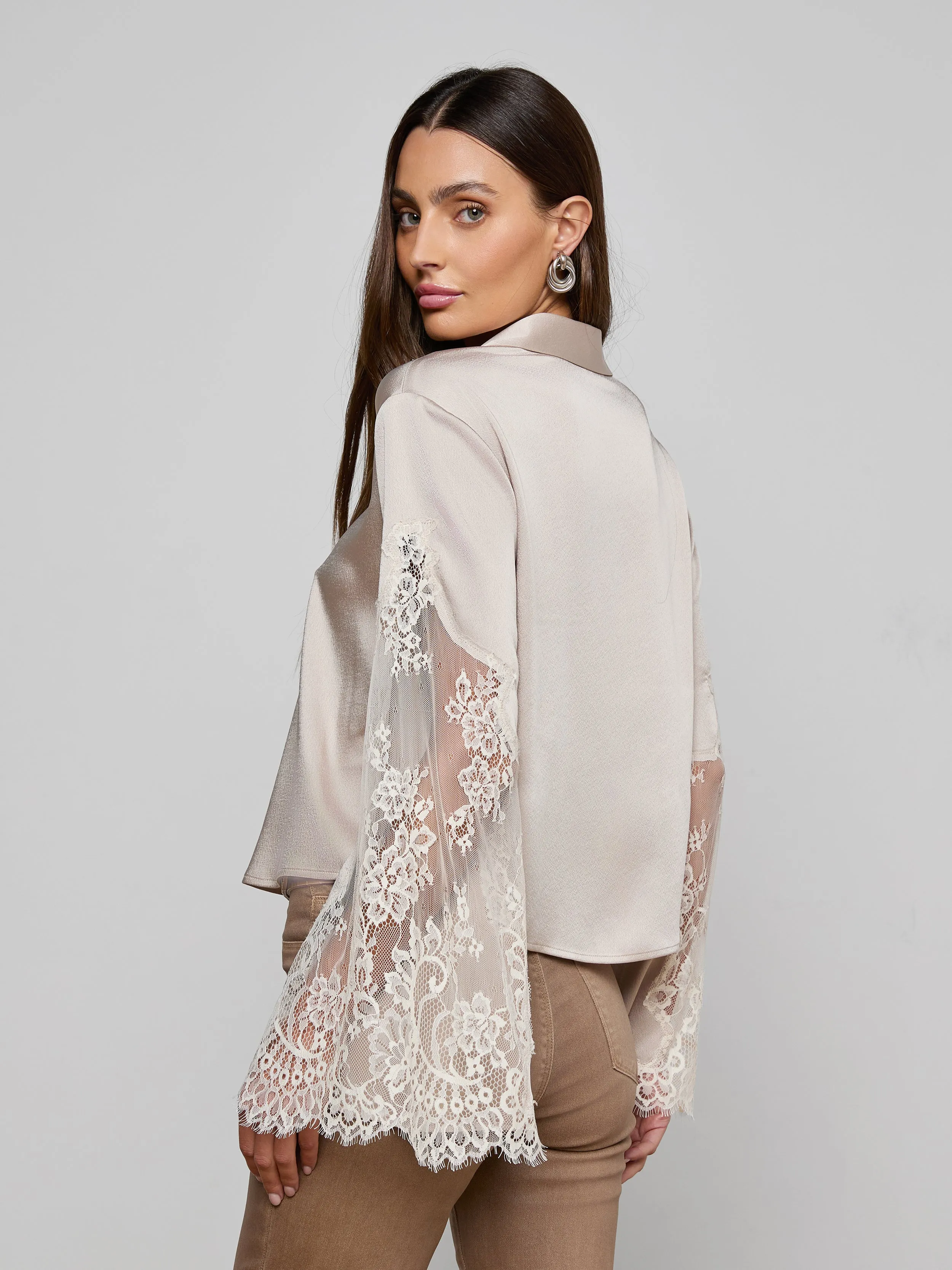 Capri Lace Sleeve Blouse sold by L'AGENCE product image thumbnail 5