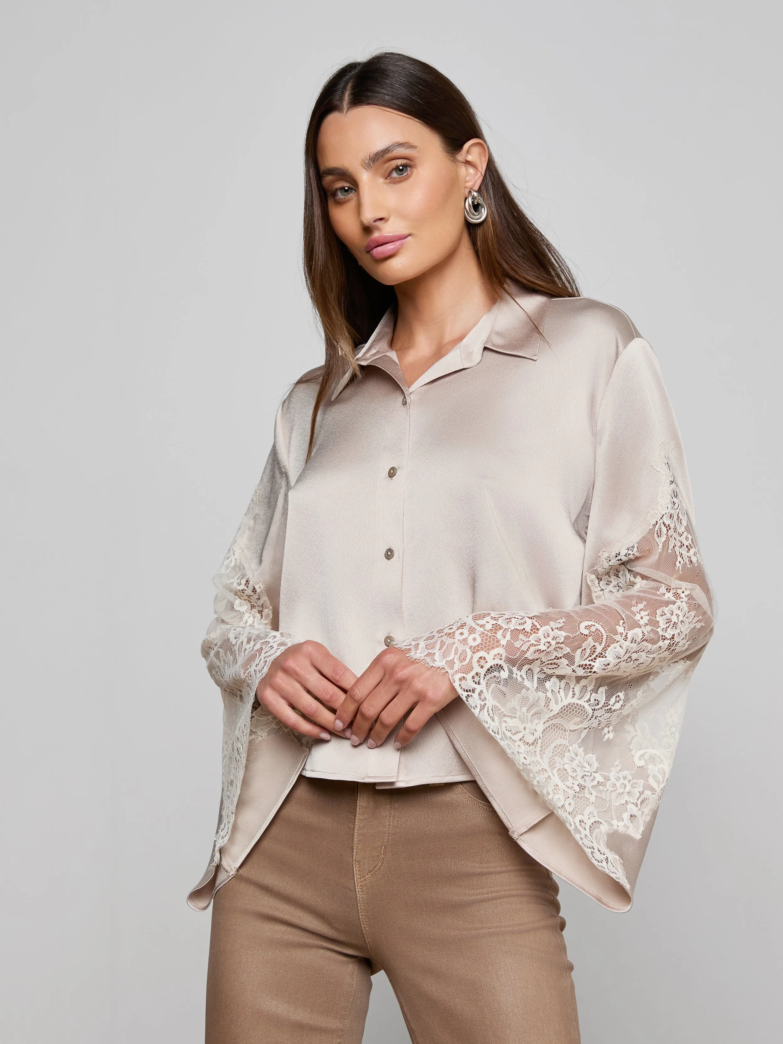 Capri Lace Sleeve Blouse sold by L'AGENCE product image thumbnail 2