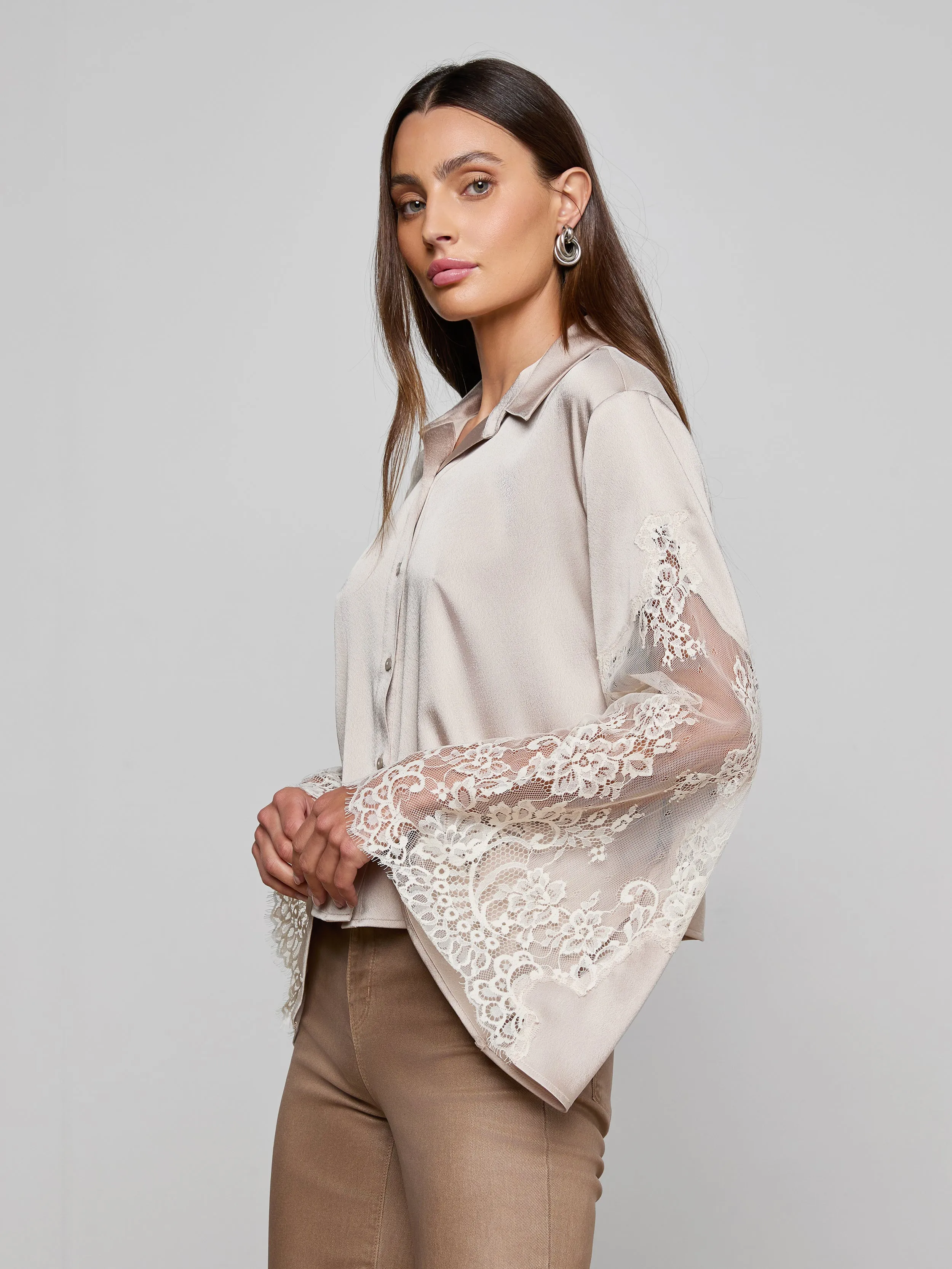 Capri Lace Sleeve Blouse sold by L'AGENCE product image thumbnail 3