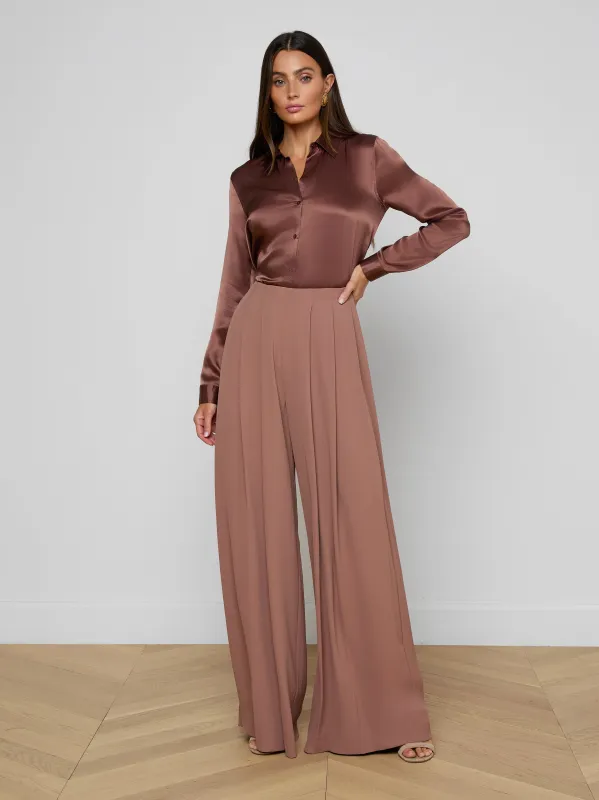 Nova Pleated Wide-Leg Pant sold by L'AGENCE