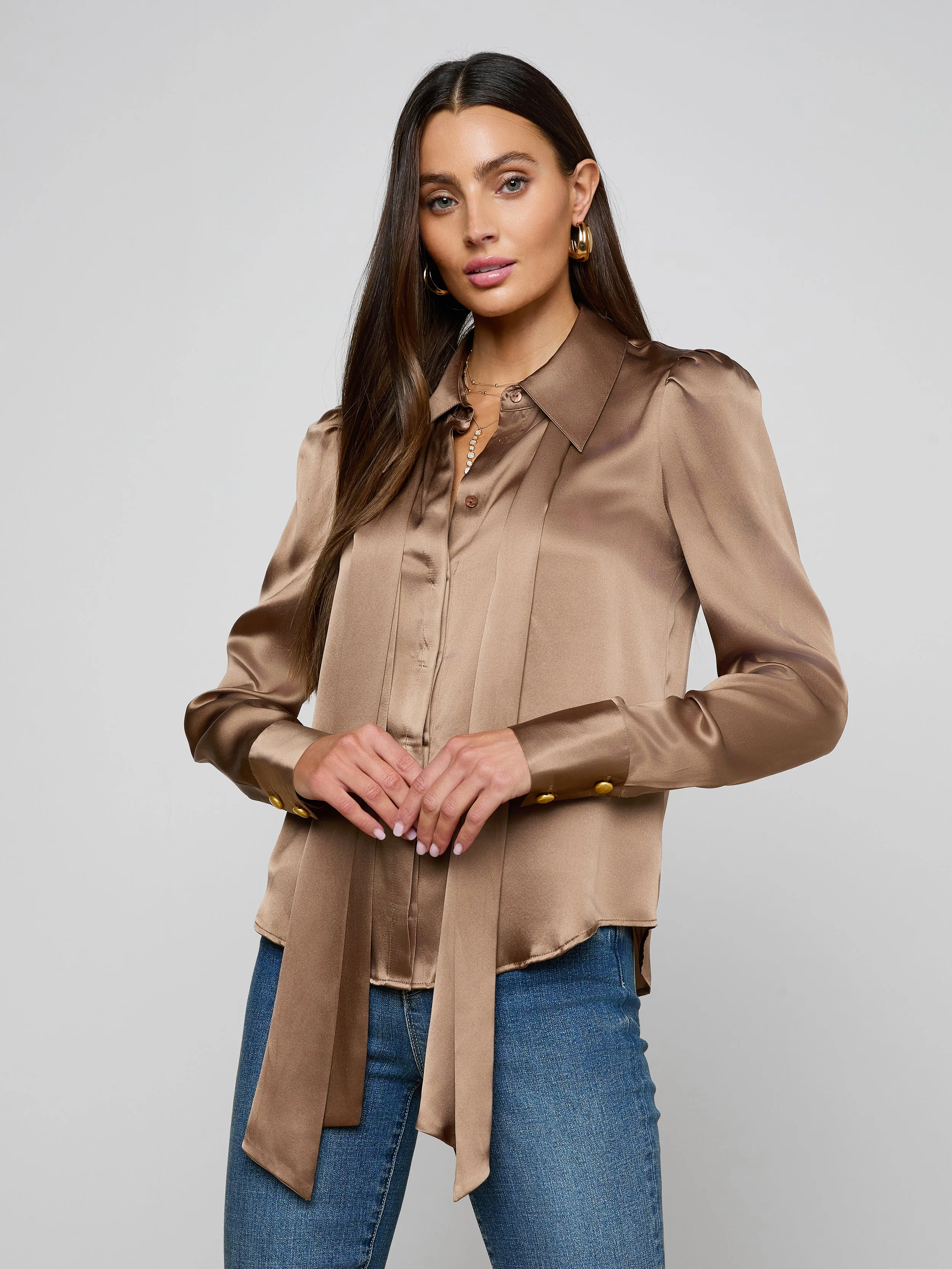 Honey Silk Blouse sold by L'AGENCE product image thumbnail 3