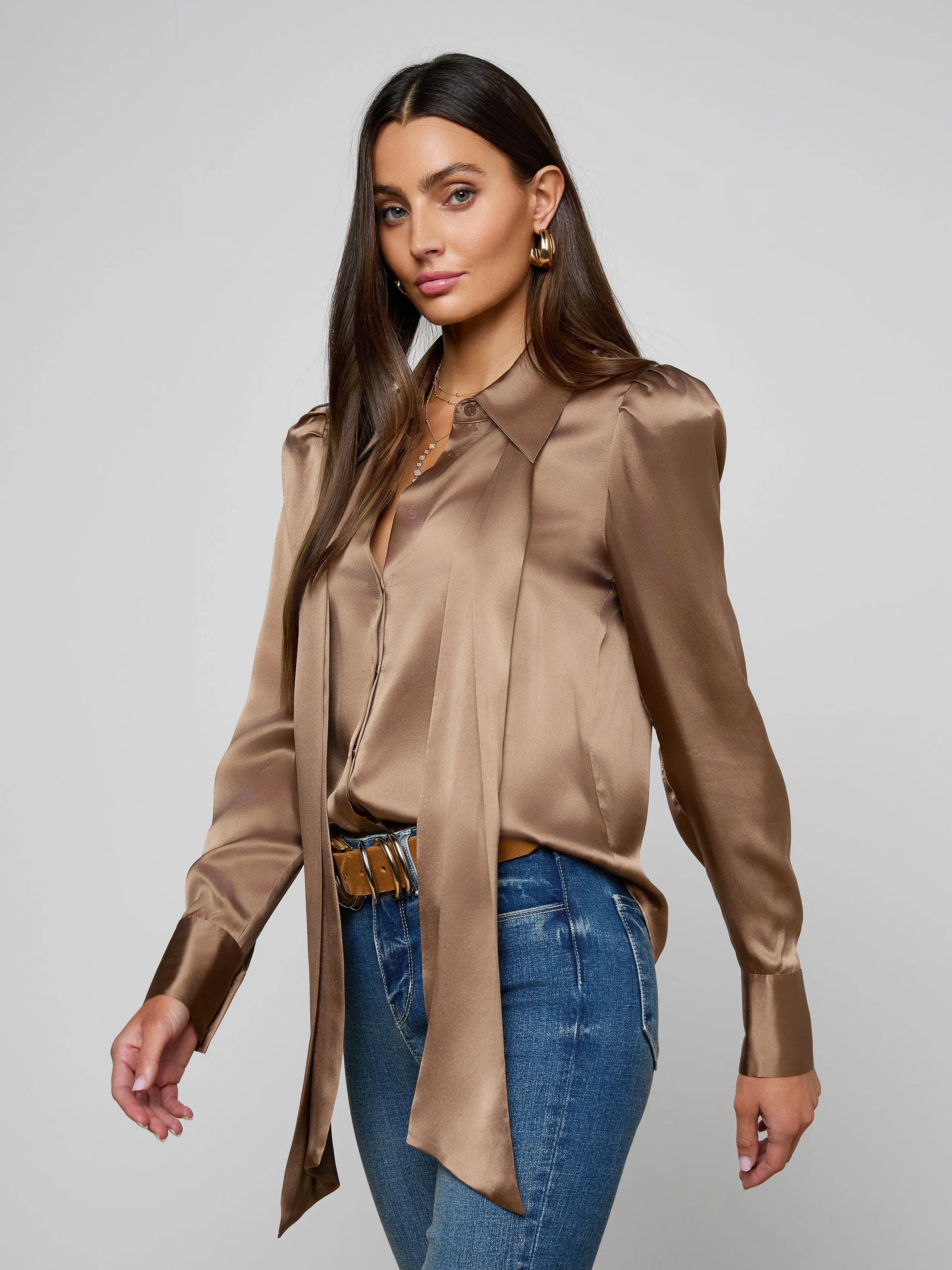Honey Silk Blouse sold by L'AGENCE product image thumbnail 4