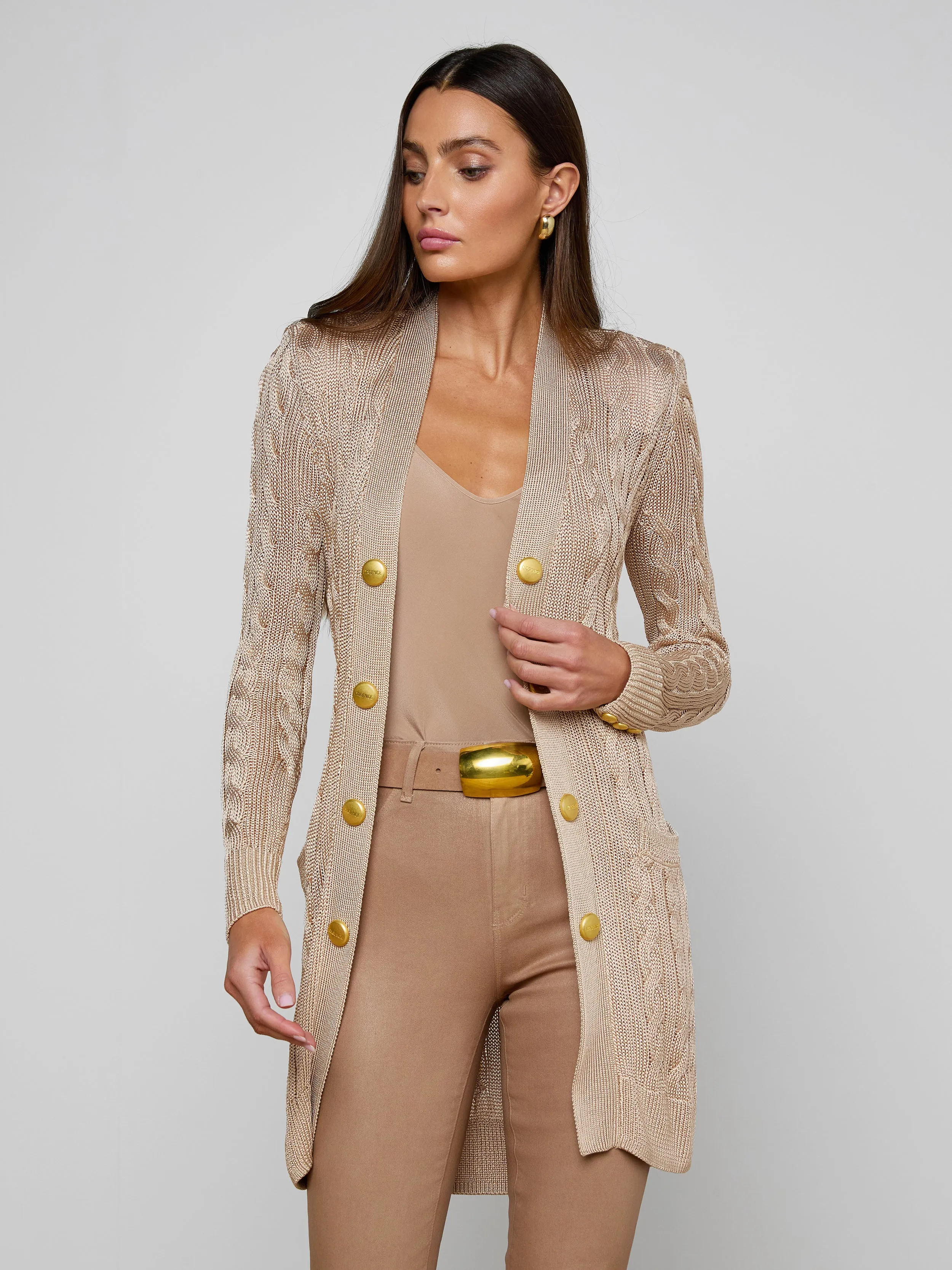 Penelope Cabled Cardigan sold by L'AGENCE