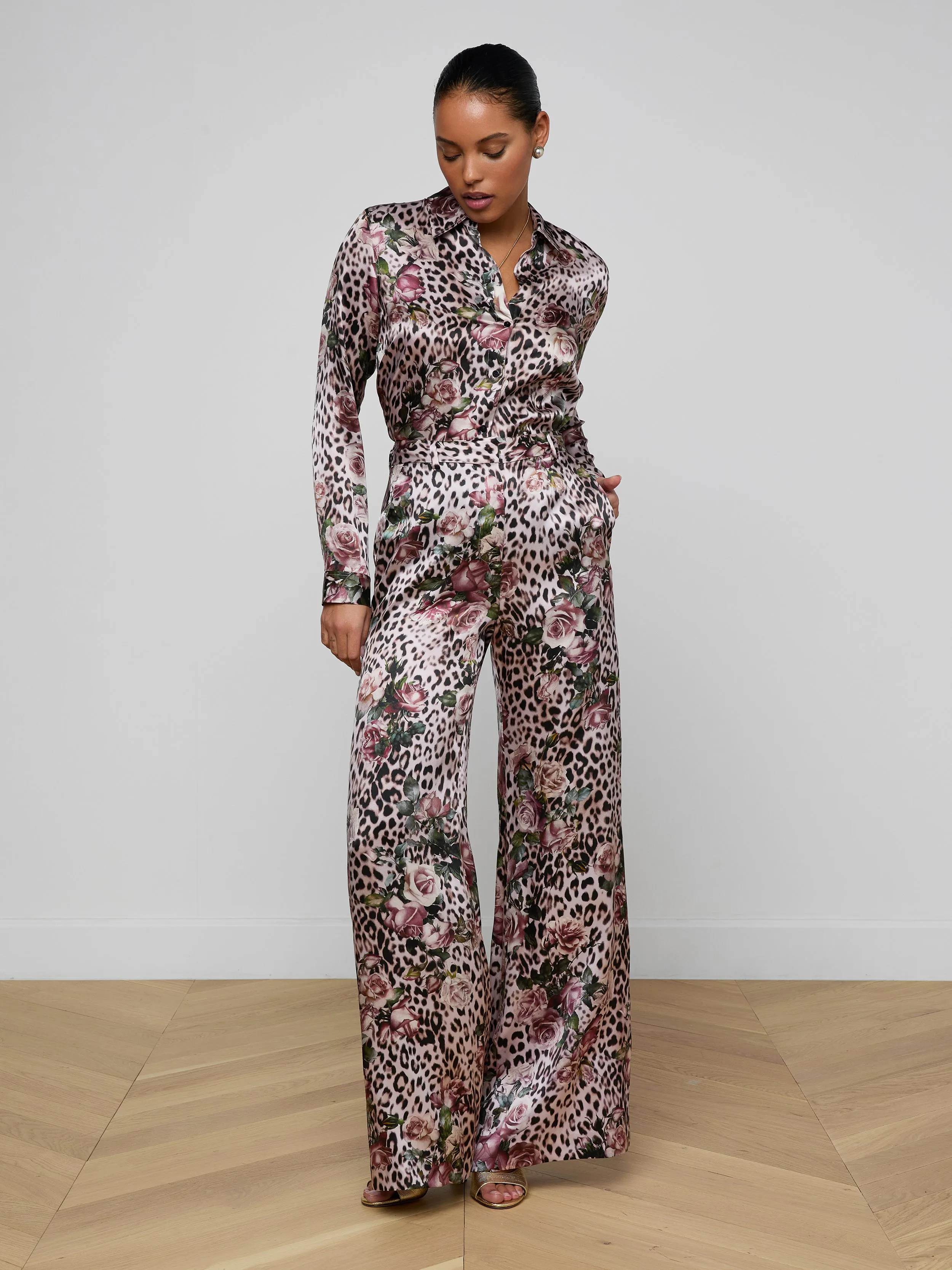 Pilar Silk Wide-Leg Pant sold by L'AGENCE product image thumbnail 3